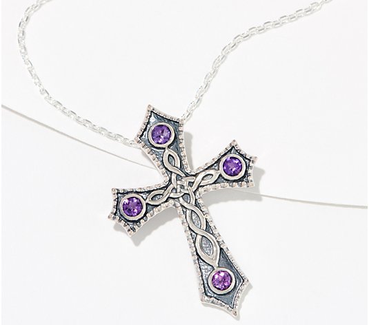 JMH Jewellery Sterling Silver and Gemstone Thankfulness Cross Pendant