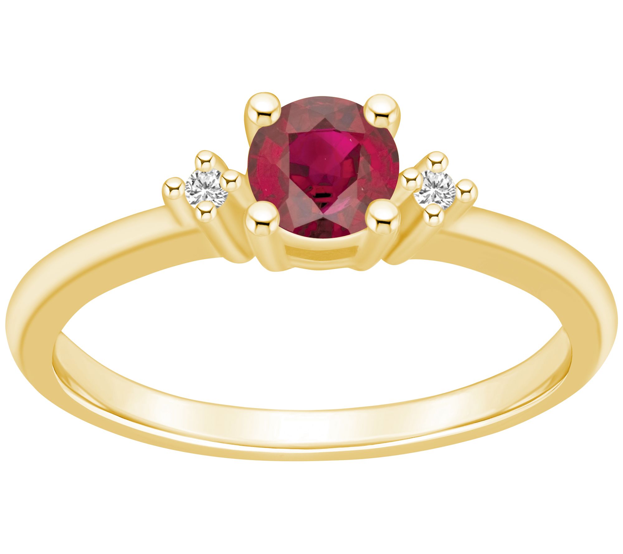 Affinity Gems Round-Cut Gemstone & Diamond Ring, 14K Gold