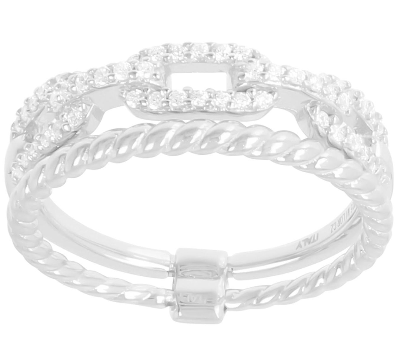 Diamonique Sterling Double Bands Ring - QVC