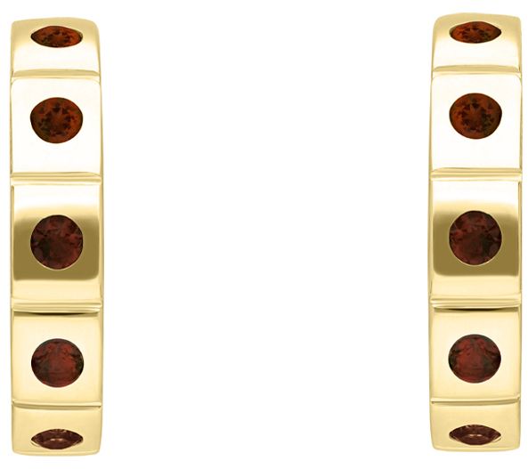 Elyse Ryan 14K Gold Clad Garnet Hoop Earrings