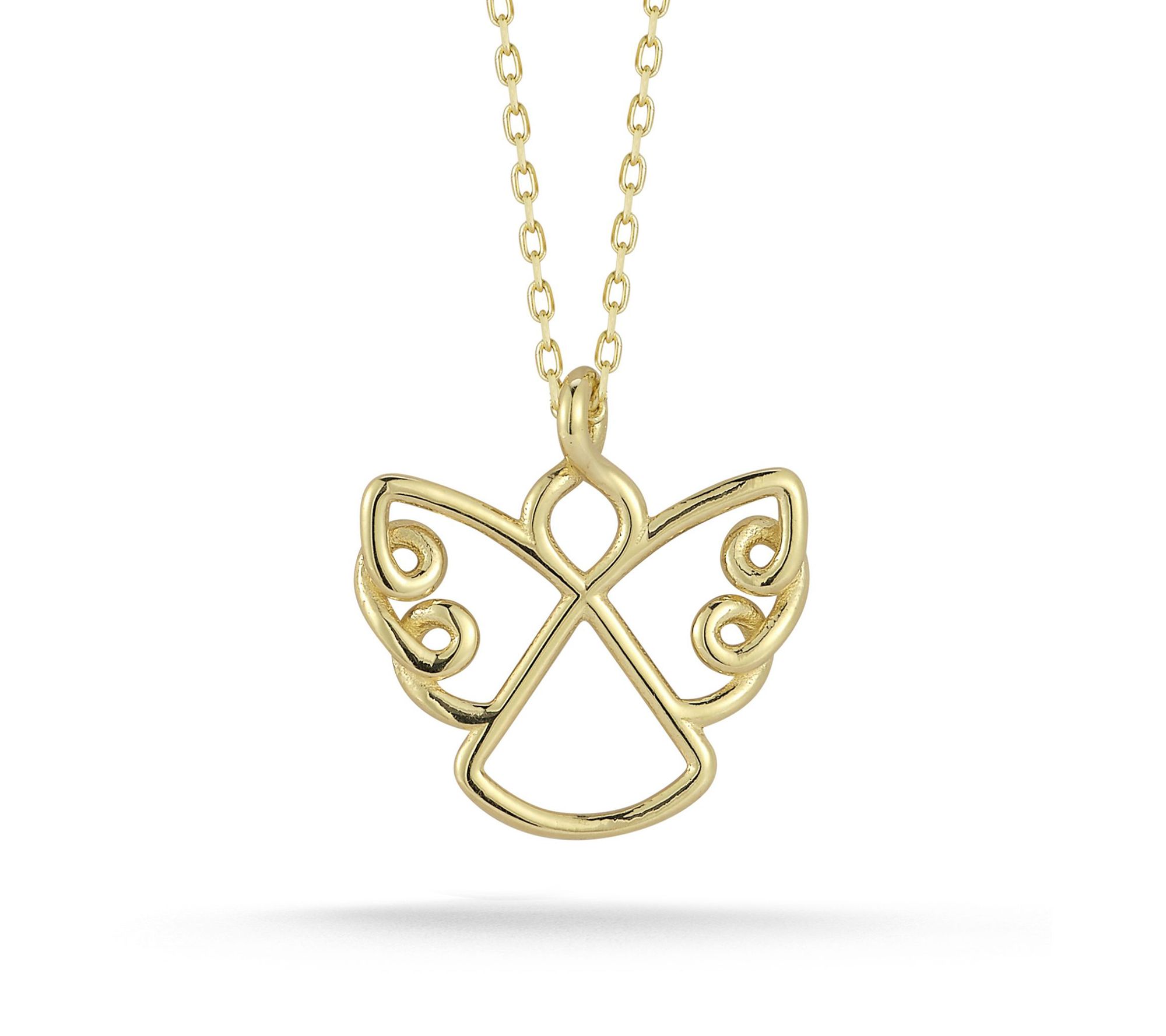 Luminosa Gold Open Angel Pendant w/ Chain, 14K