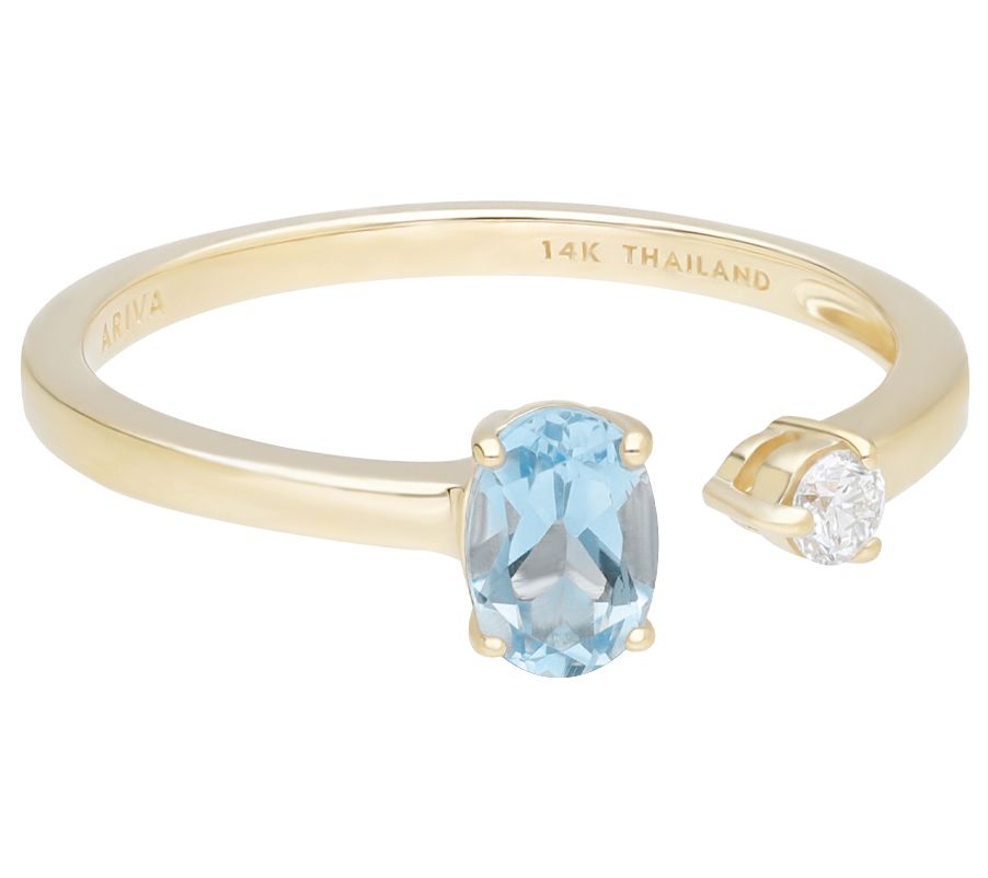 Ariva 14K Gold Gemstone & Diamond Accent Ring