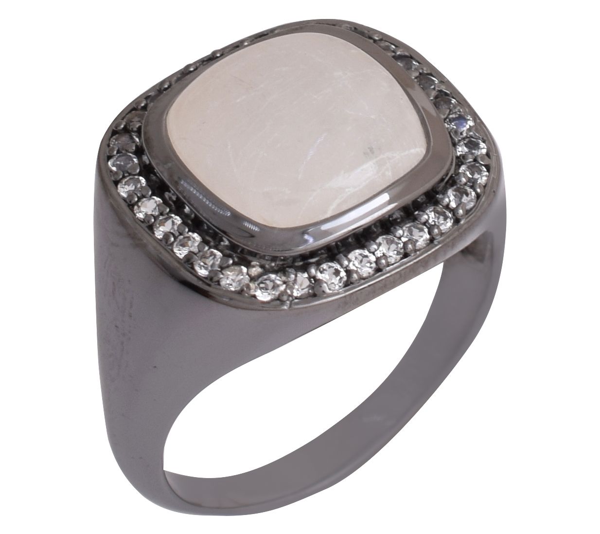 Affinity Gem Moonstone & White Topaz Halo R ing, Sterling