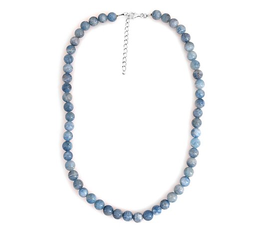 Sterling Silver Blue Milky Aquamarine Beaded Necklace