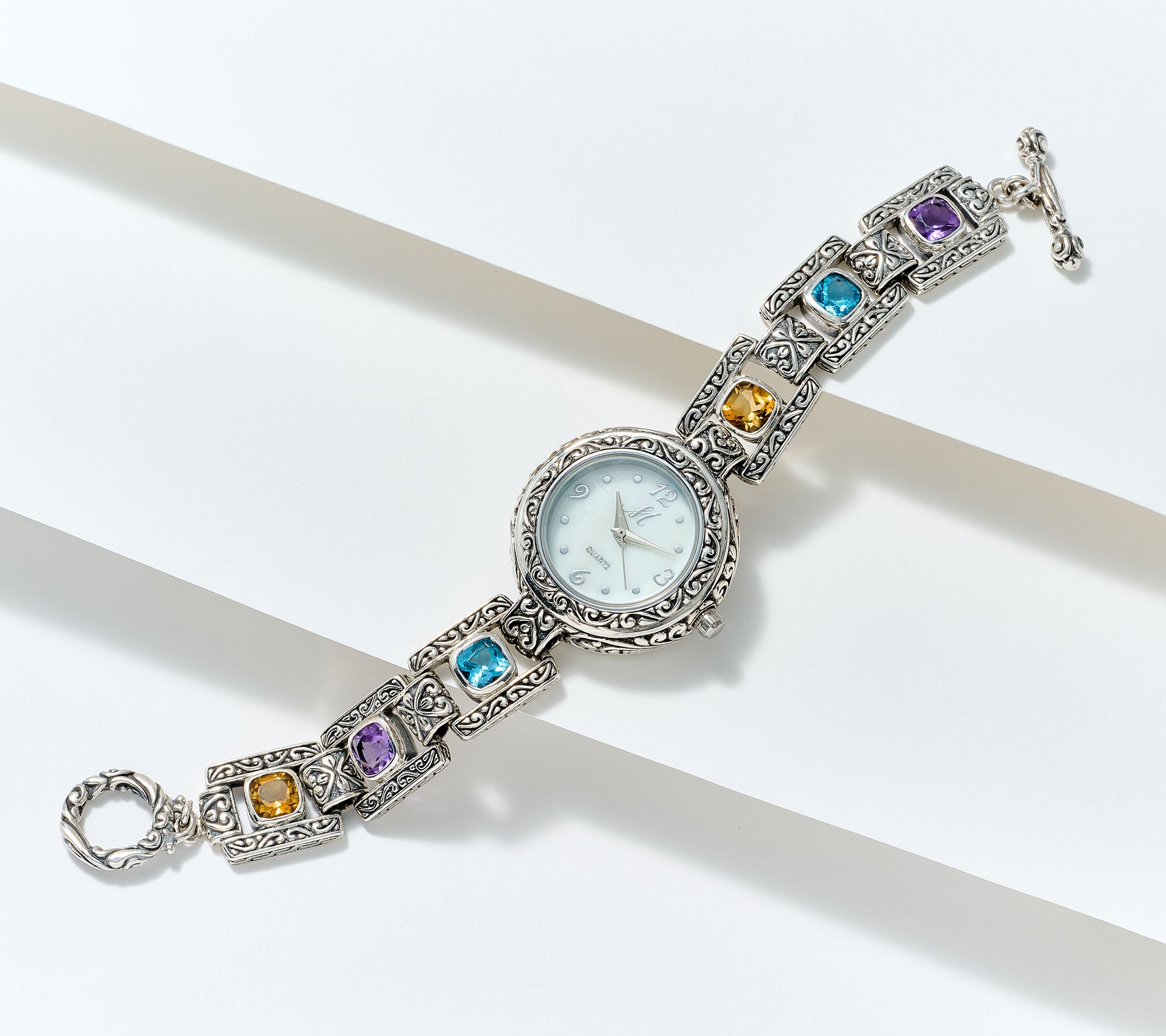 "As Is" Artisan Crafted by Robert Manse Sterling & MOP Gemstone Watch