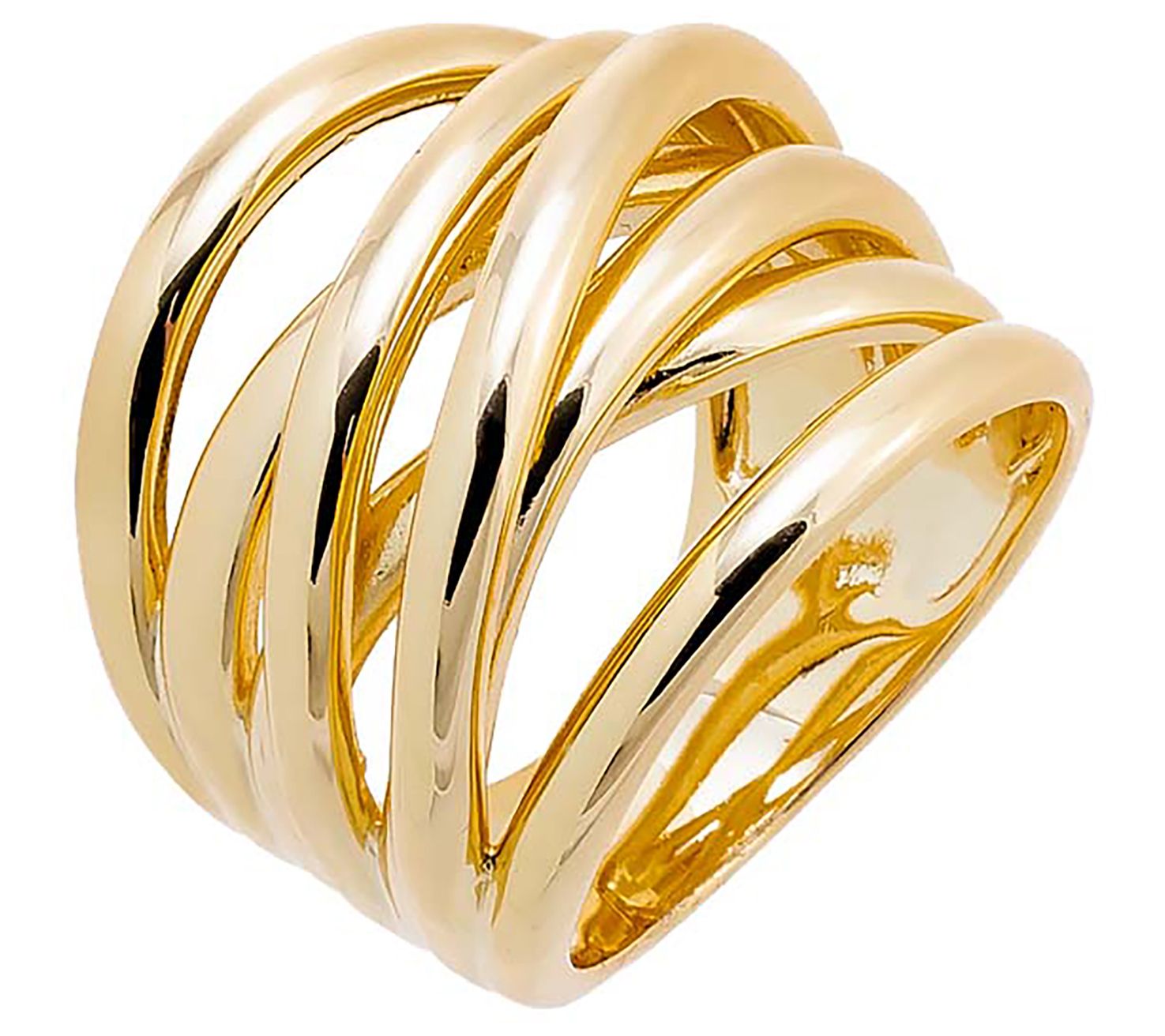 by Adina Eden 14K Gold Plated Multi-Row Crossov er Ring - QVC.com