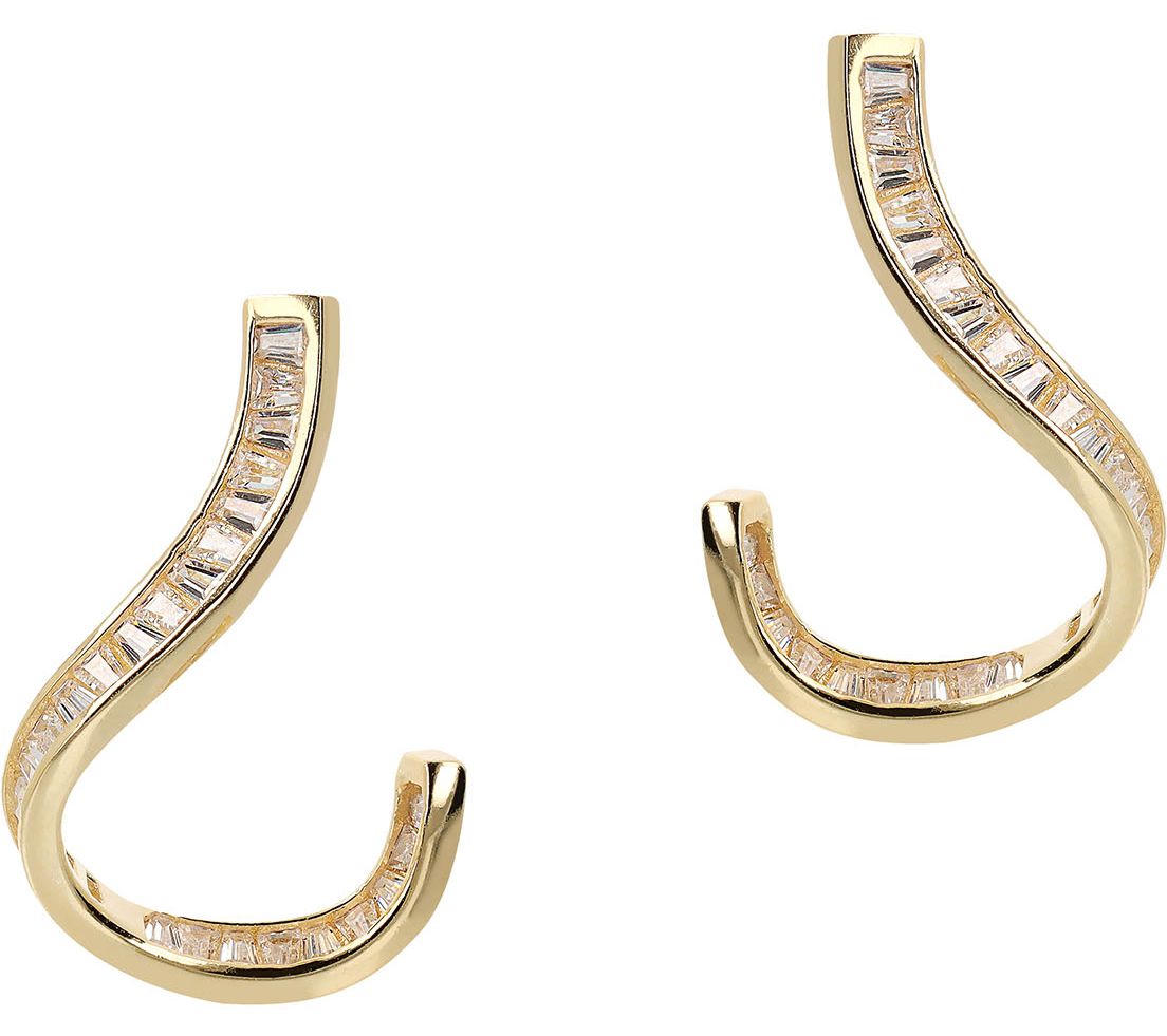 Diamonique Italia Wavy J-hoop Earrings, Sterling Silver