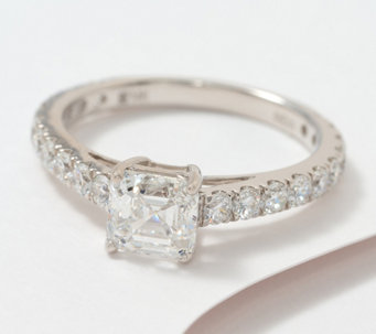 Fire Light Lab Grown Diamond Asscher & Round Cut Ring, 1.75cttw, 14K