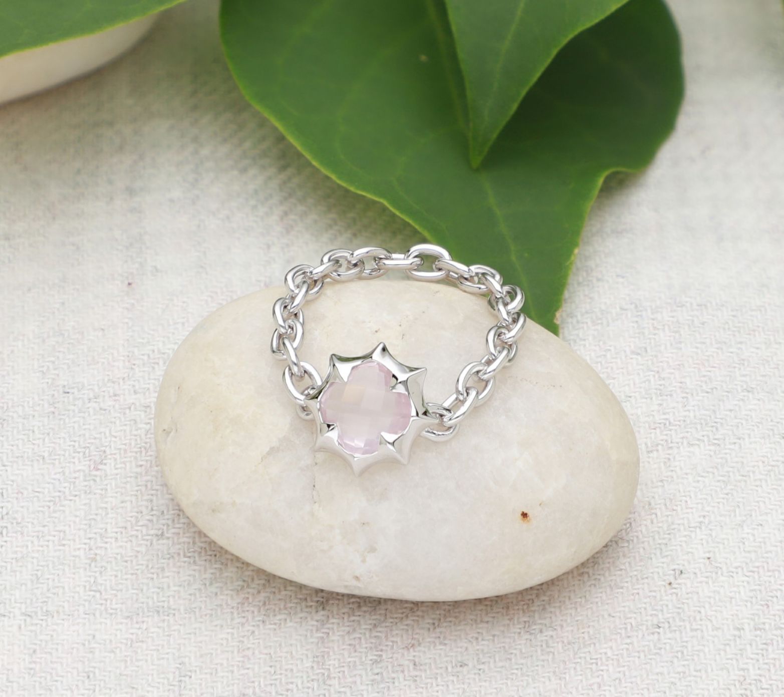 Margo Manhattan Sterling Silver Rose Quartz Zoey Ring