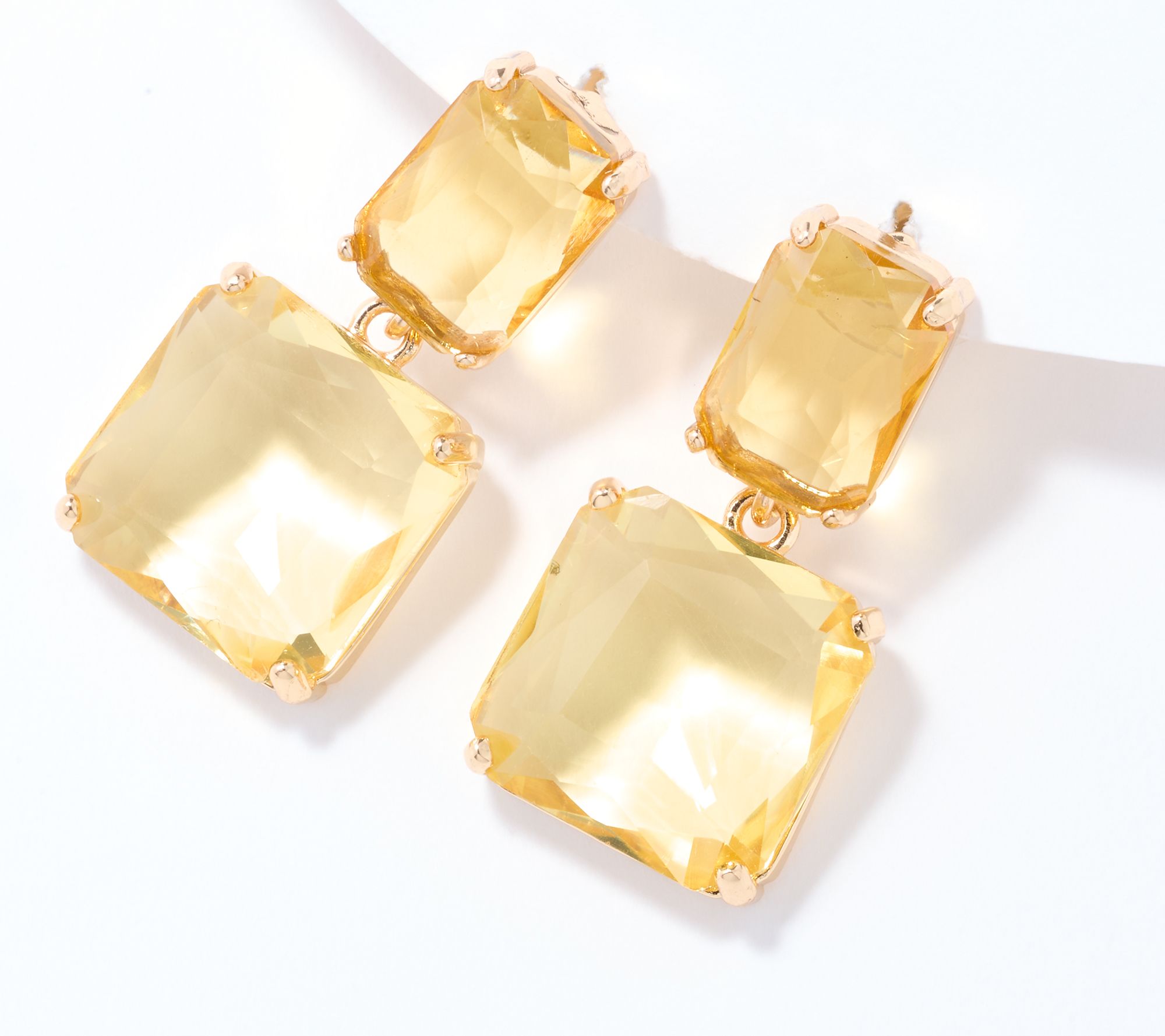 Susan Graver Faceted Double Stone Drop Earrings
