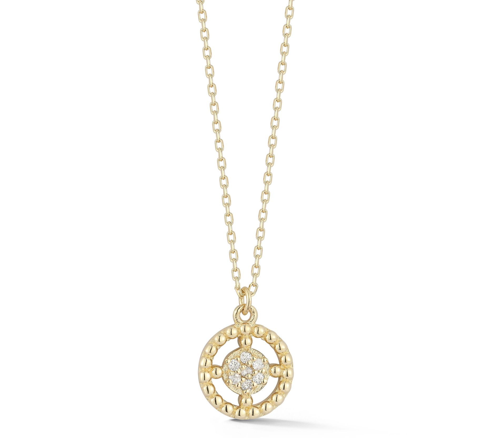 Luminosa Gold Diamond Circle Pendant w/ Chain,14K