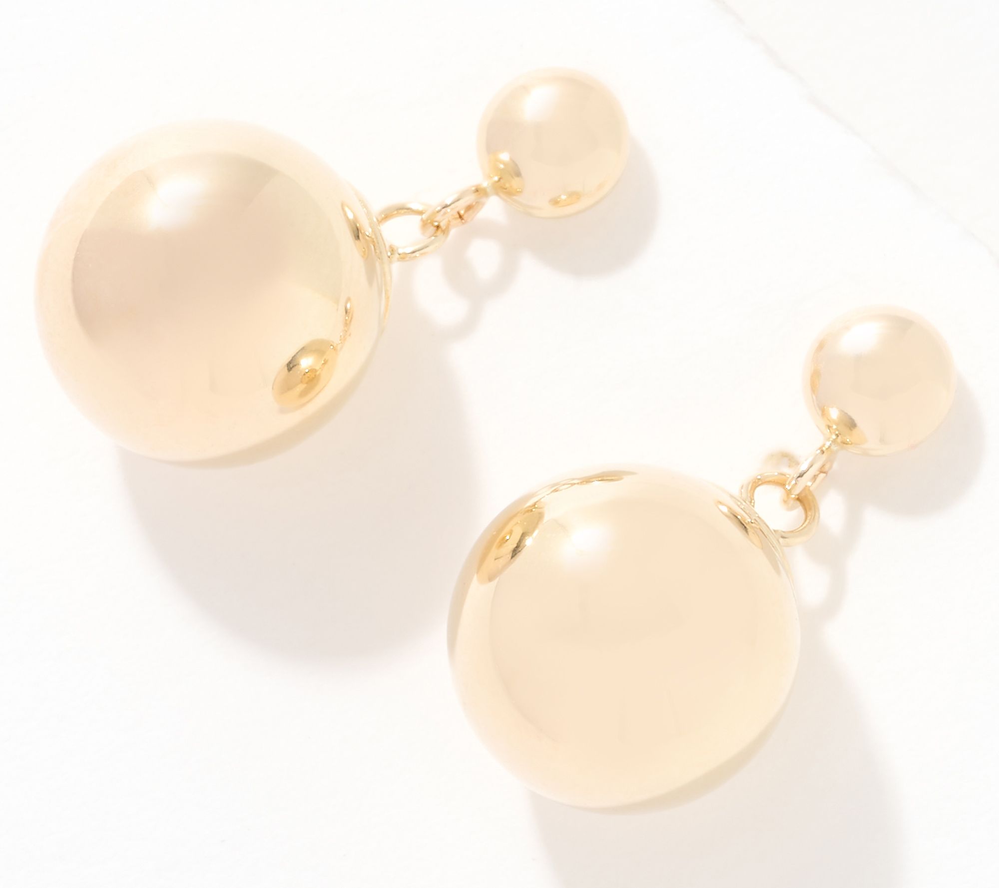 EternaGold Graduated Double Bead Drop Earrings, 14K Gold