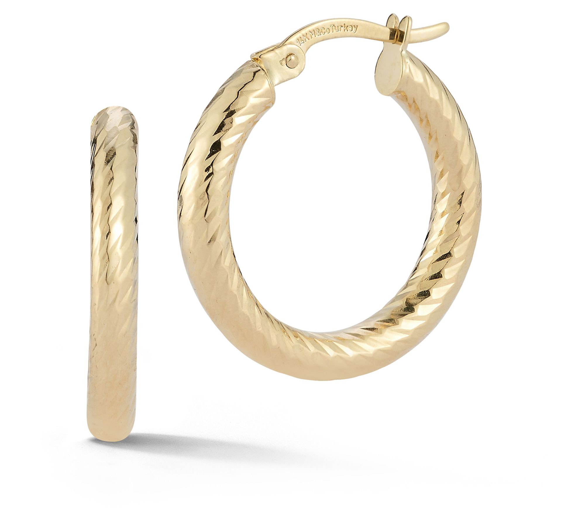 Luminosa Gold 3/4" Diamond Cut Twist Hoop Earrings, 14K