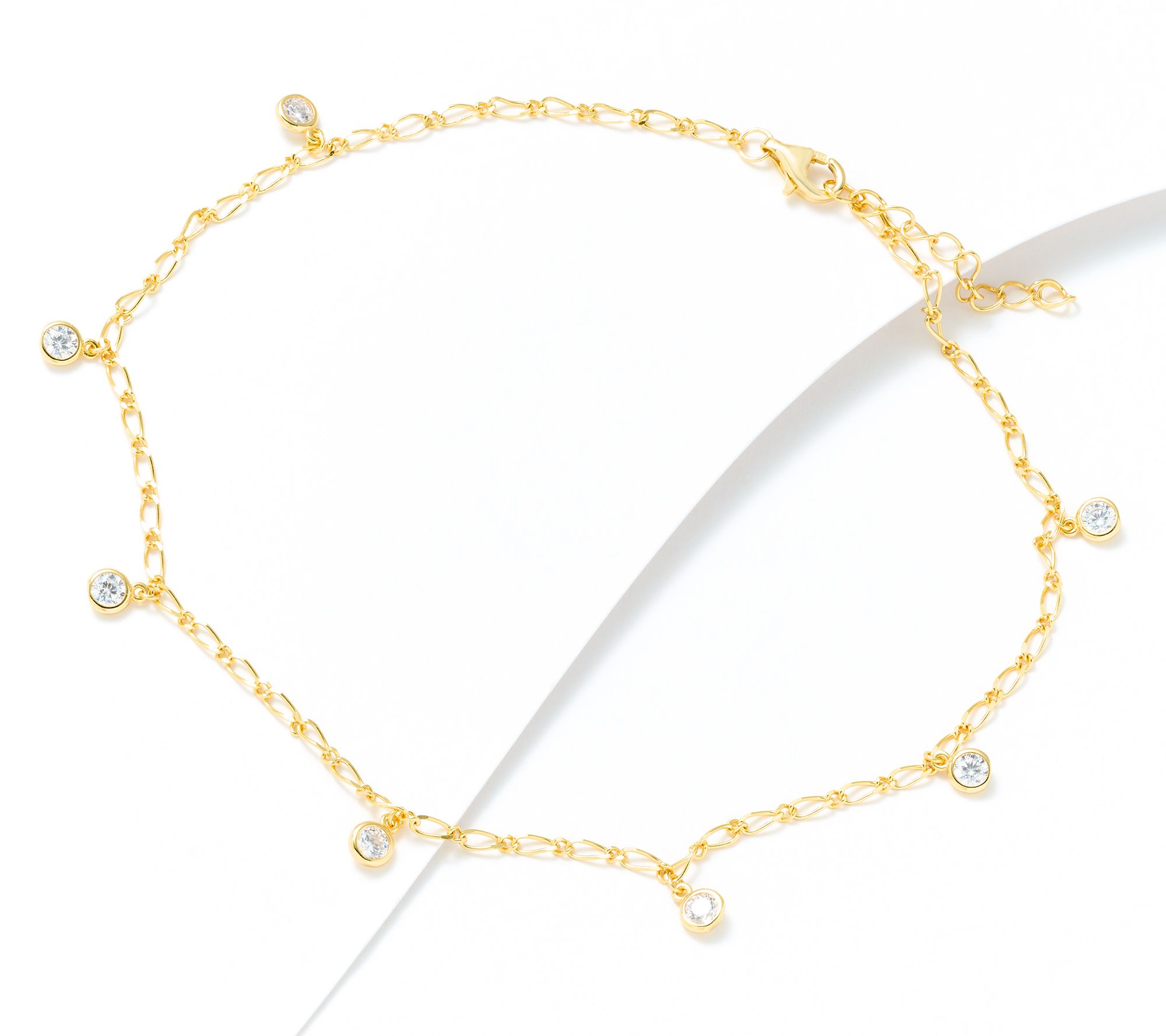 Diamonique Choice of Clear or Multicolor Anklet, 18k Plated