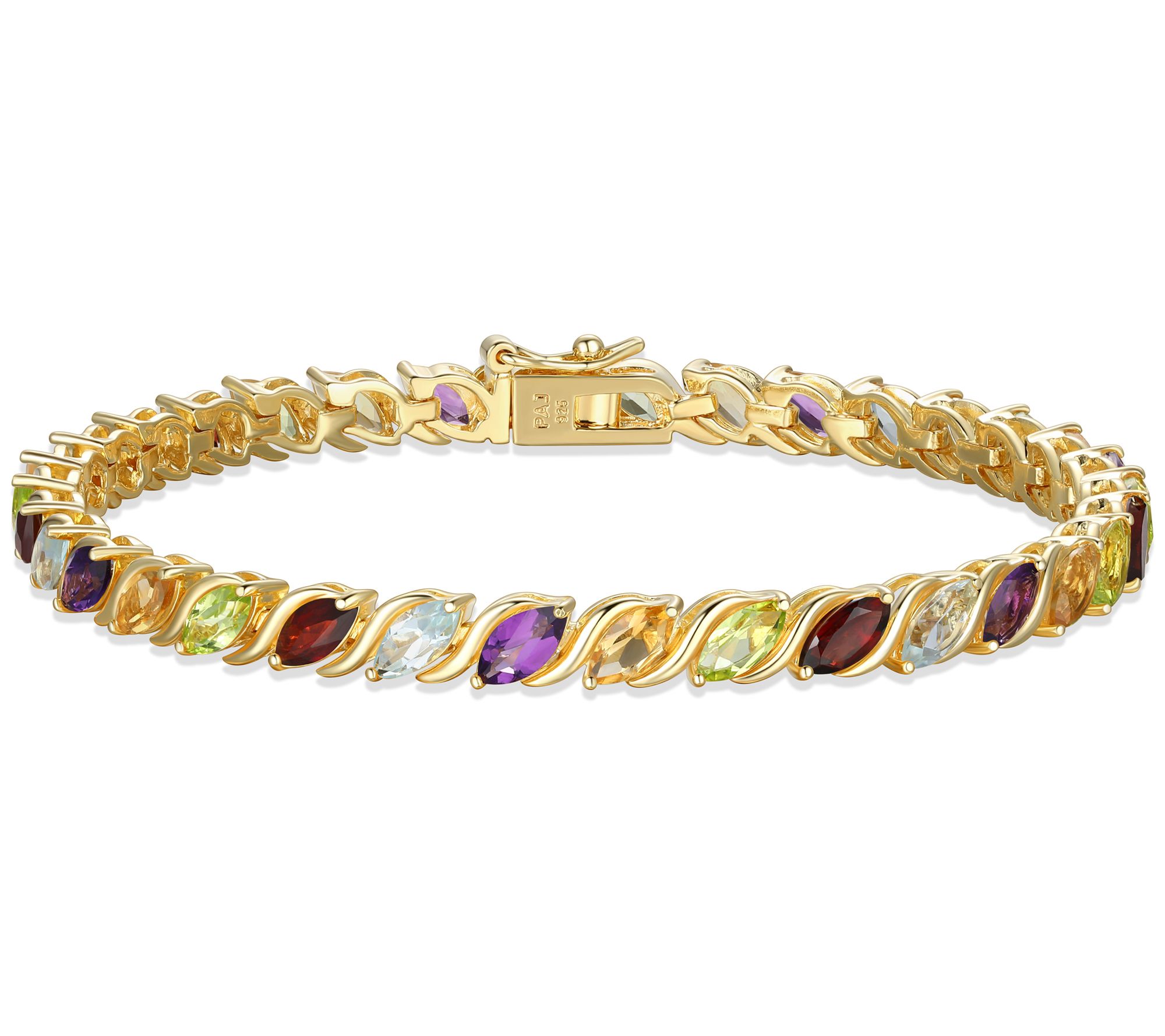 Affinity Gems Marquise Gemstone Tennis Bracelet, 18K Plated