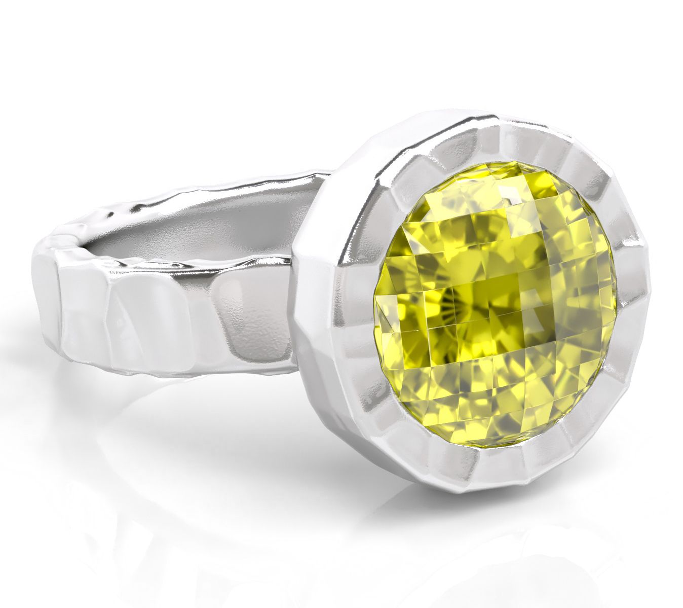 Or Paz Sterling Silver Hammered Gemstone Ring