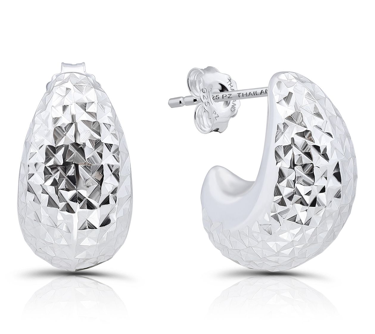 Or Paz Sterling Silver Curved Textured Hoop Earrings