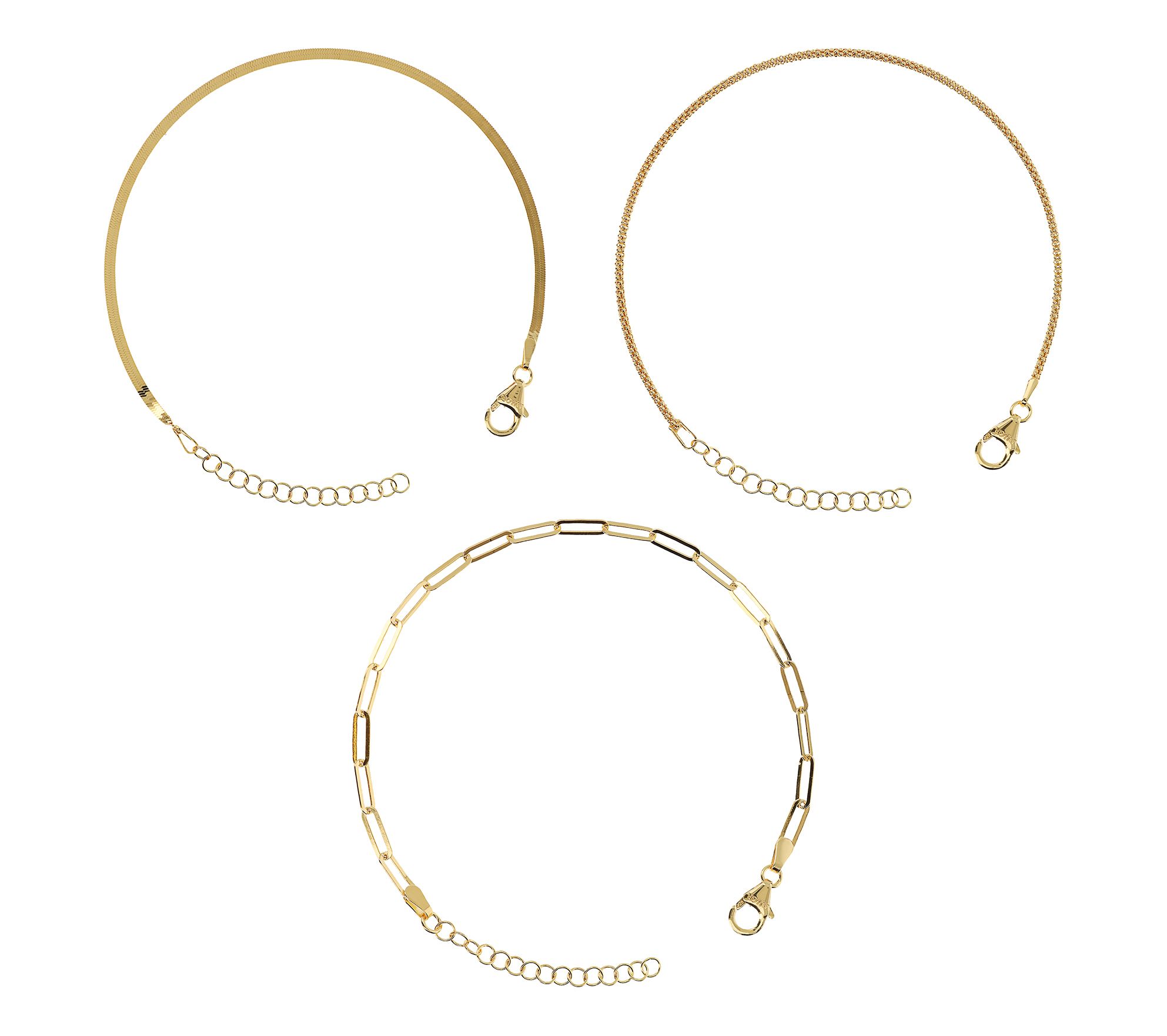 Italian Silver Set of 3 Bracelets, Sterling