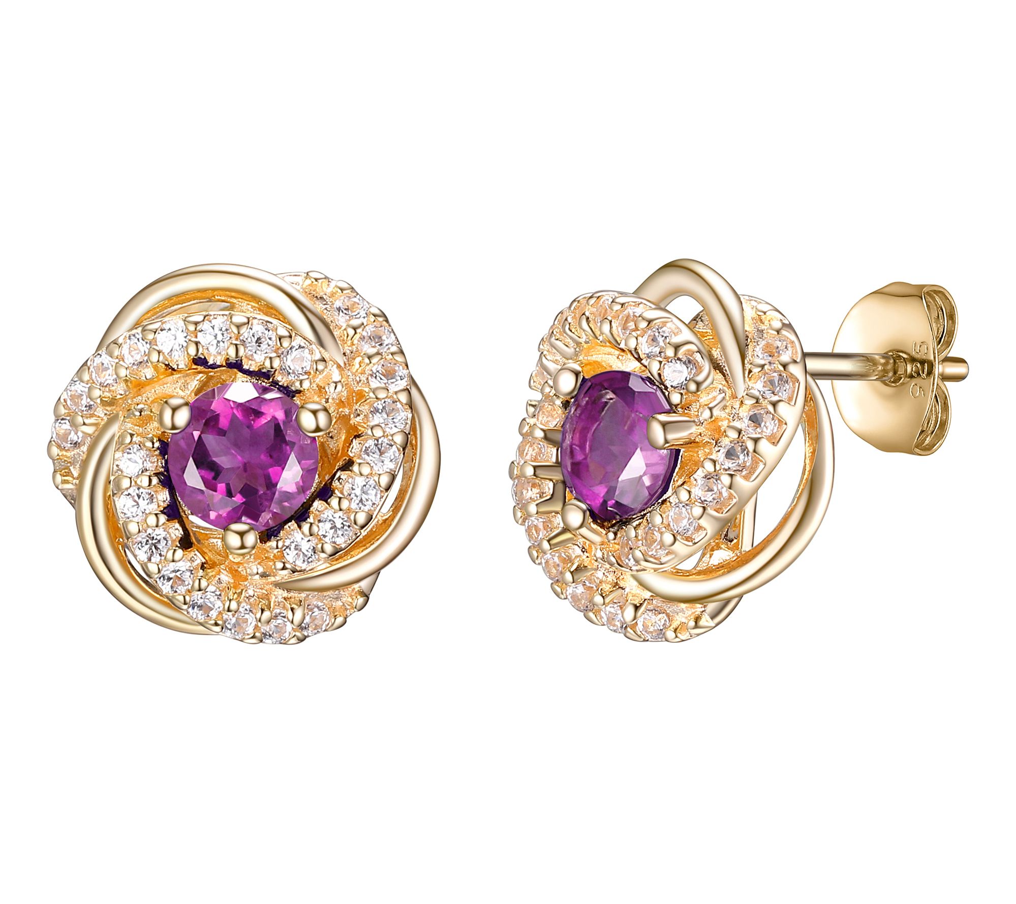 Affinity Gems Birthstone Stud Earrings 18k Gold Plated QVC
