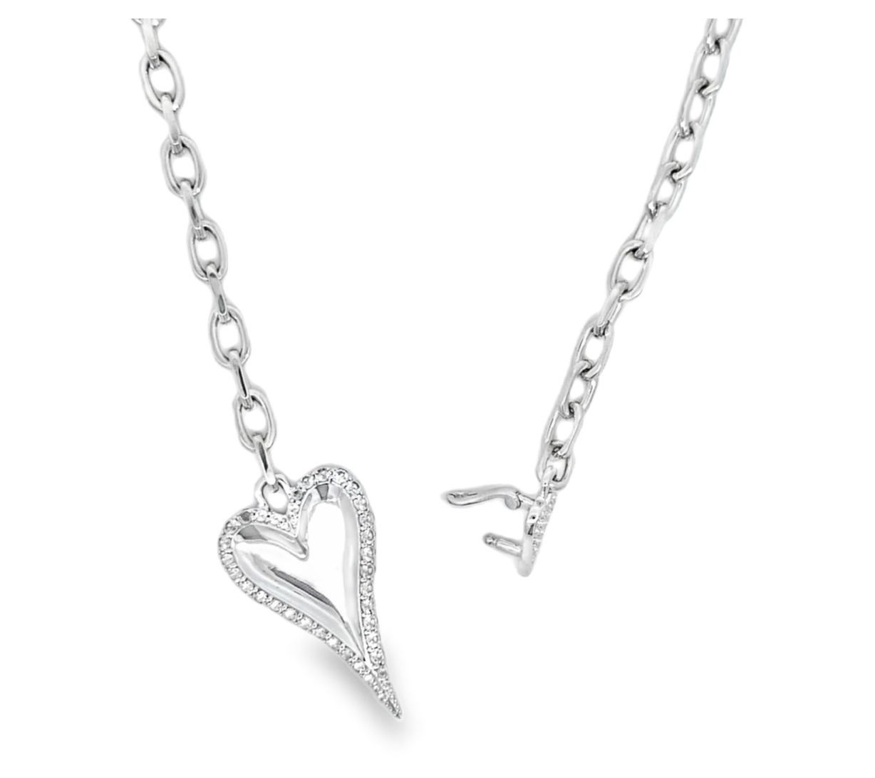 Margo Manhattan Sterling White Topaz Lulu HeartNecklace