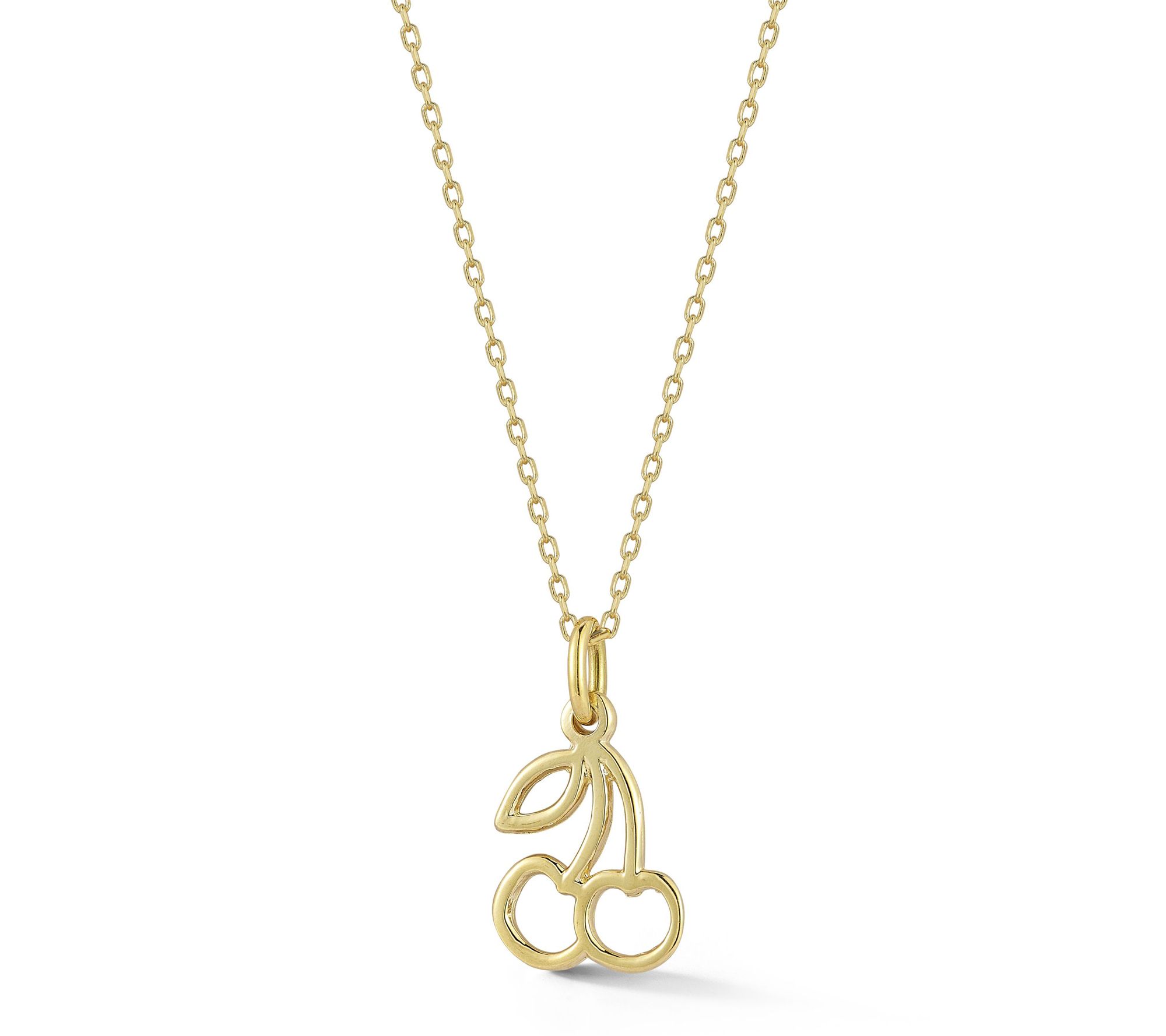 Italian Gold Open Cherry Pendant w/ Chain, 14K