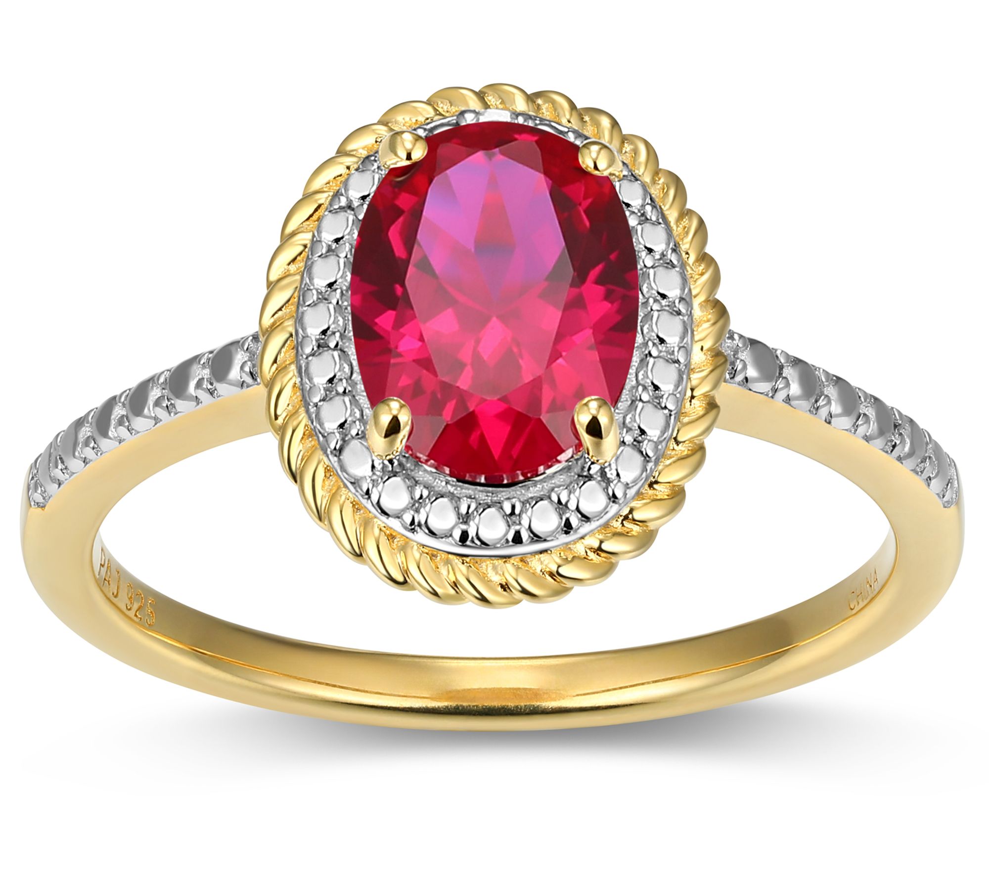 Affinity Gems Birthstone & Diamond Halo Ring, 18K Gold Plated