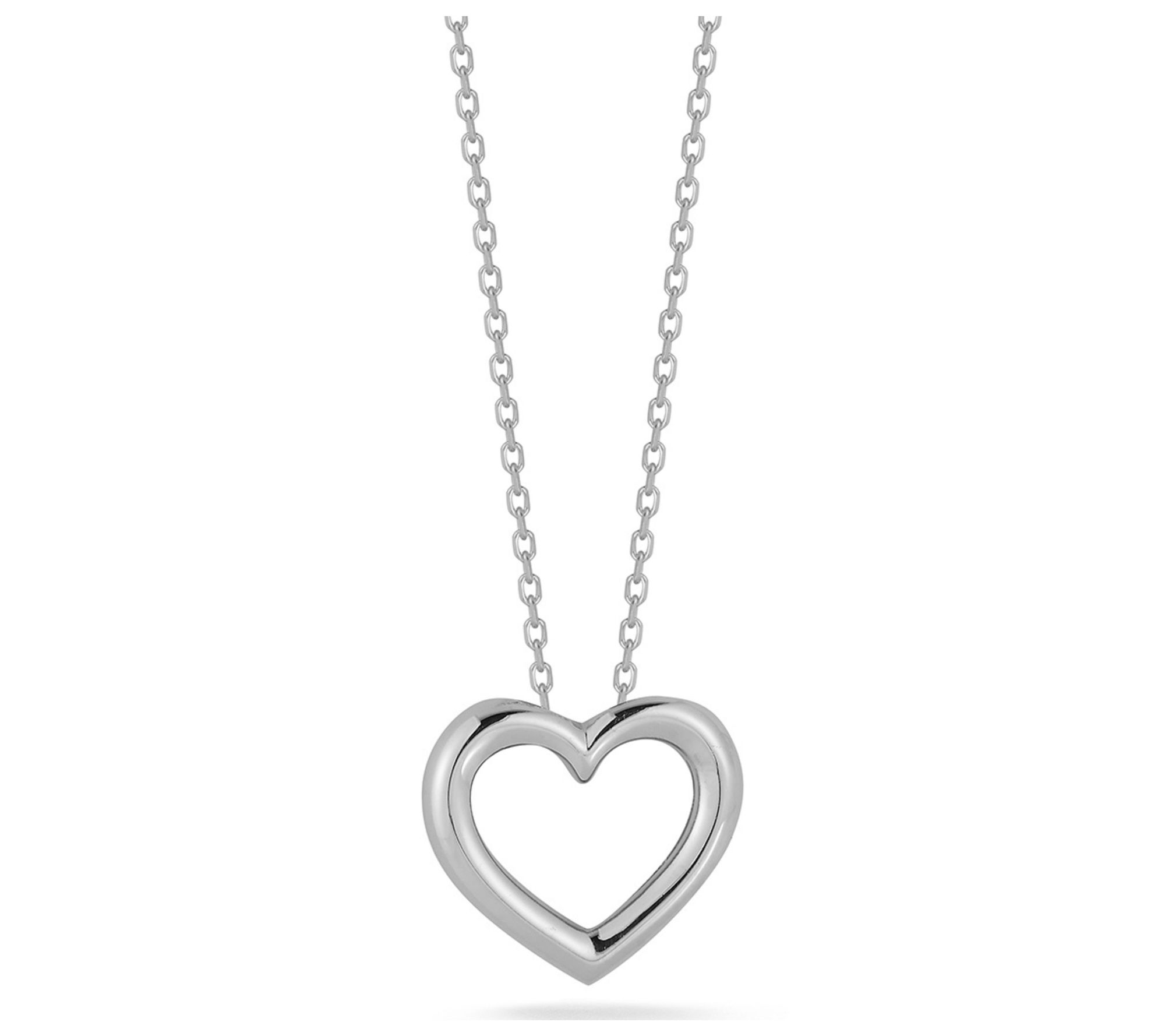 Sterlina Silver Open Heart Pendant w/ Chain, Sterling