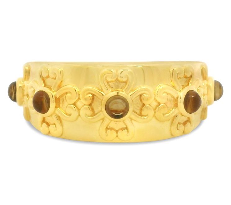 Elyse Ryan 14K Gold Clad Gemstone Heart Motif Band Ring