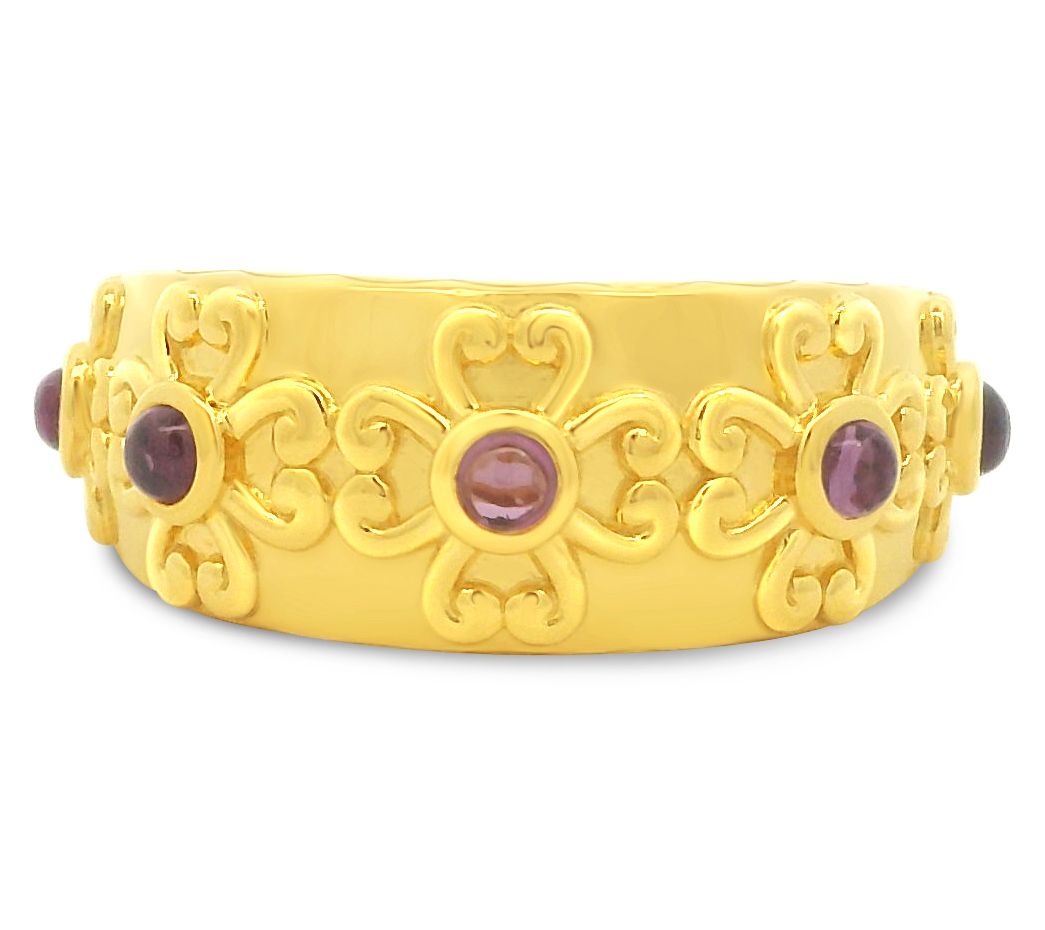 Elyse Ryan 14K Gold Clad Gemstone Heart Motif Band Ring