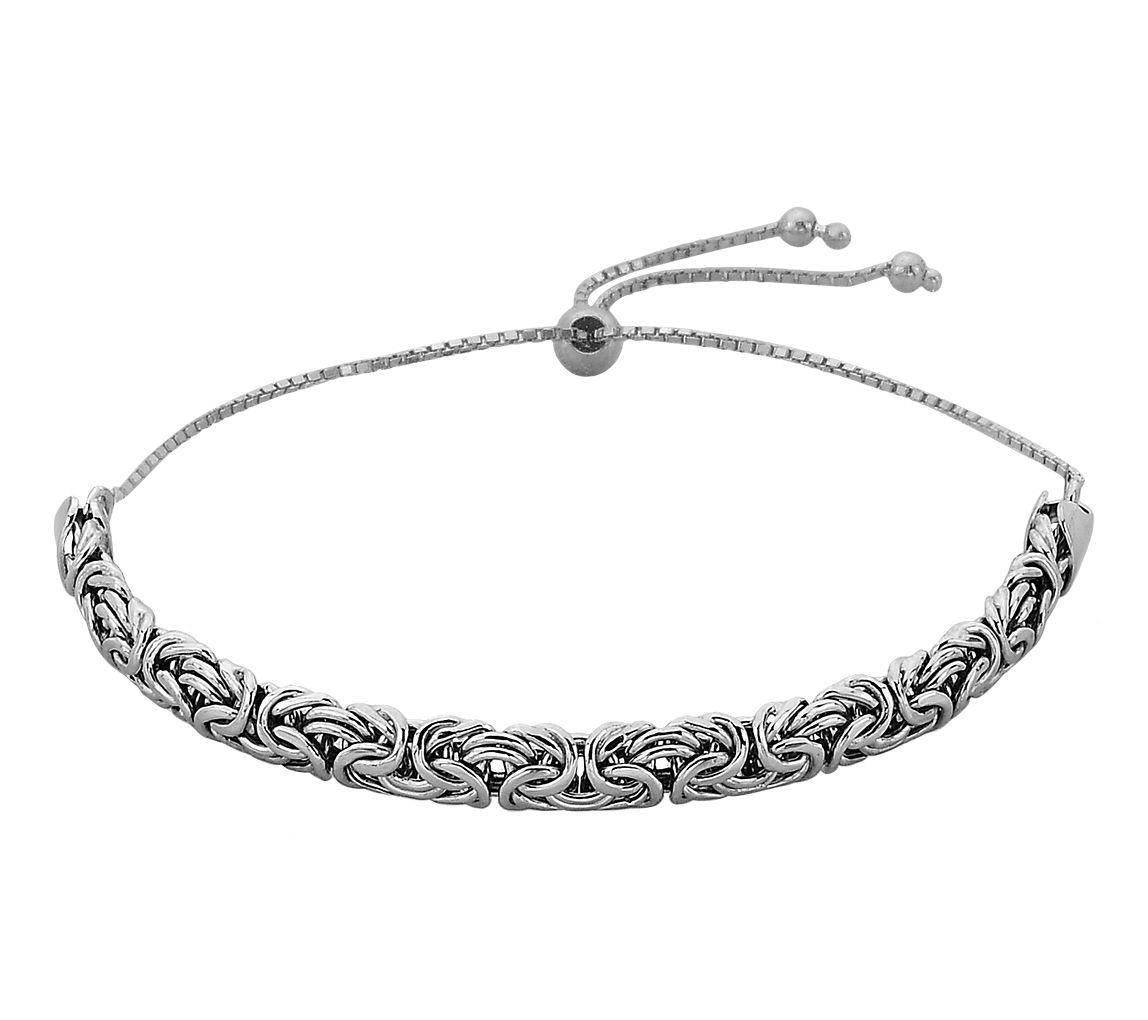 Silver Style 6mm Adjustable Byzantine Chain Bracelet, Sterling