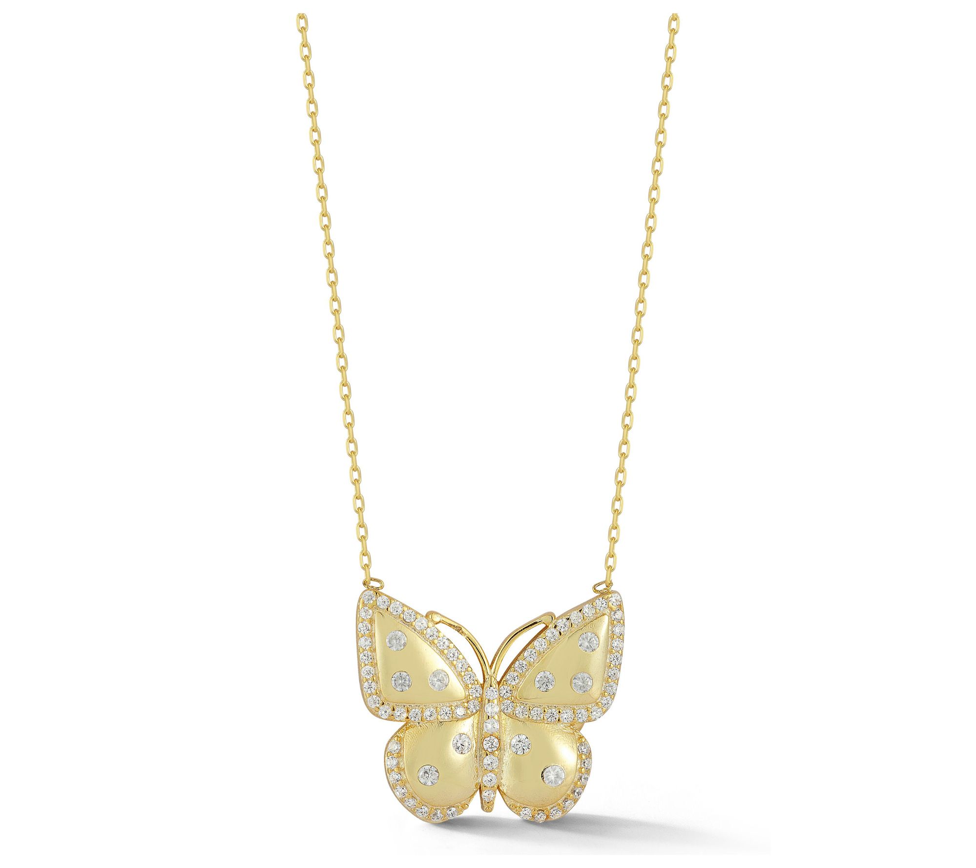 Sterlina Silver Dotted Butterfly Pendant w/ Chain, Sterling