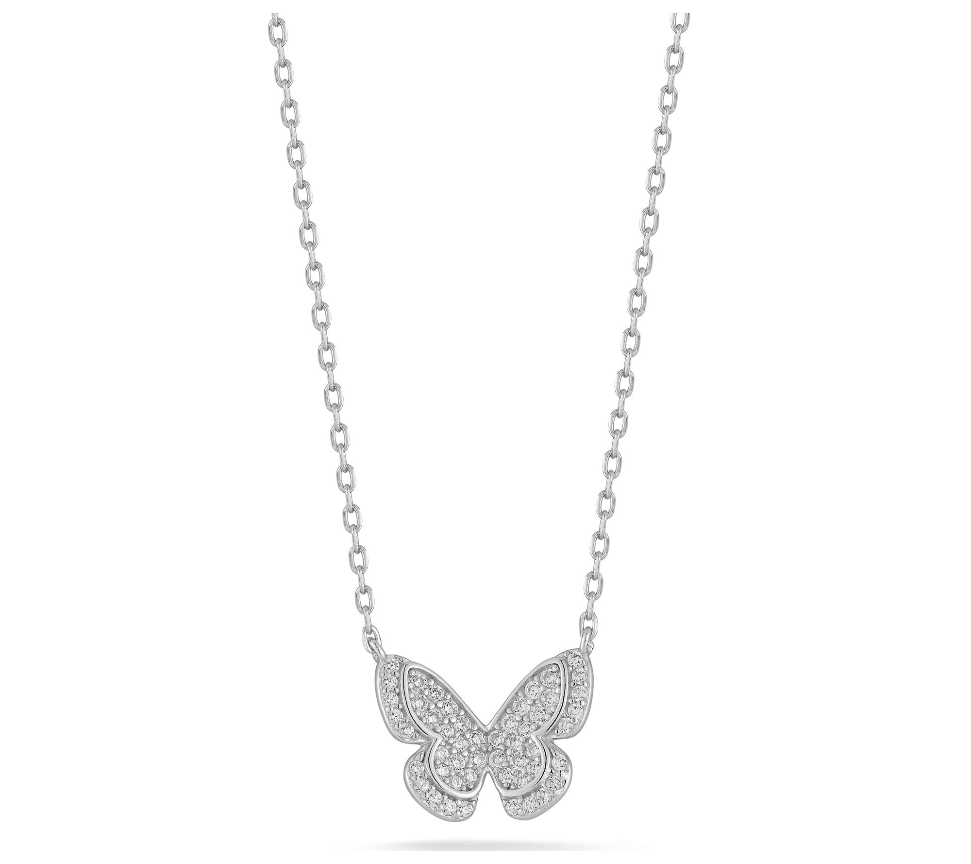 Sterlina Silver Pave Butterfly Necklace, Sterling