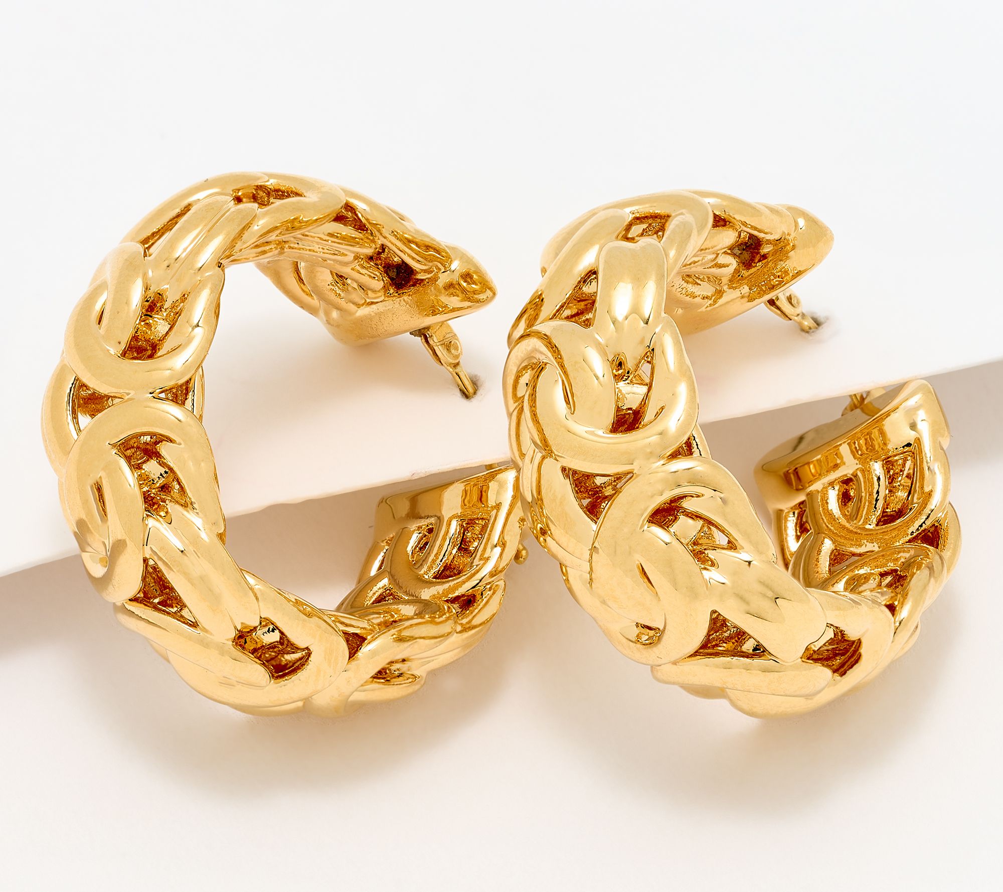 "As Is" David Markstein 14K Gold Over Resin 1-1/8" Byzantine Hoops