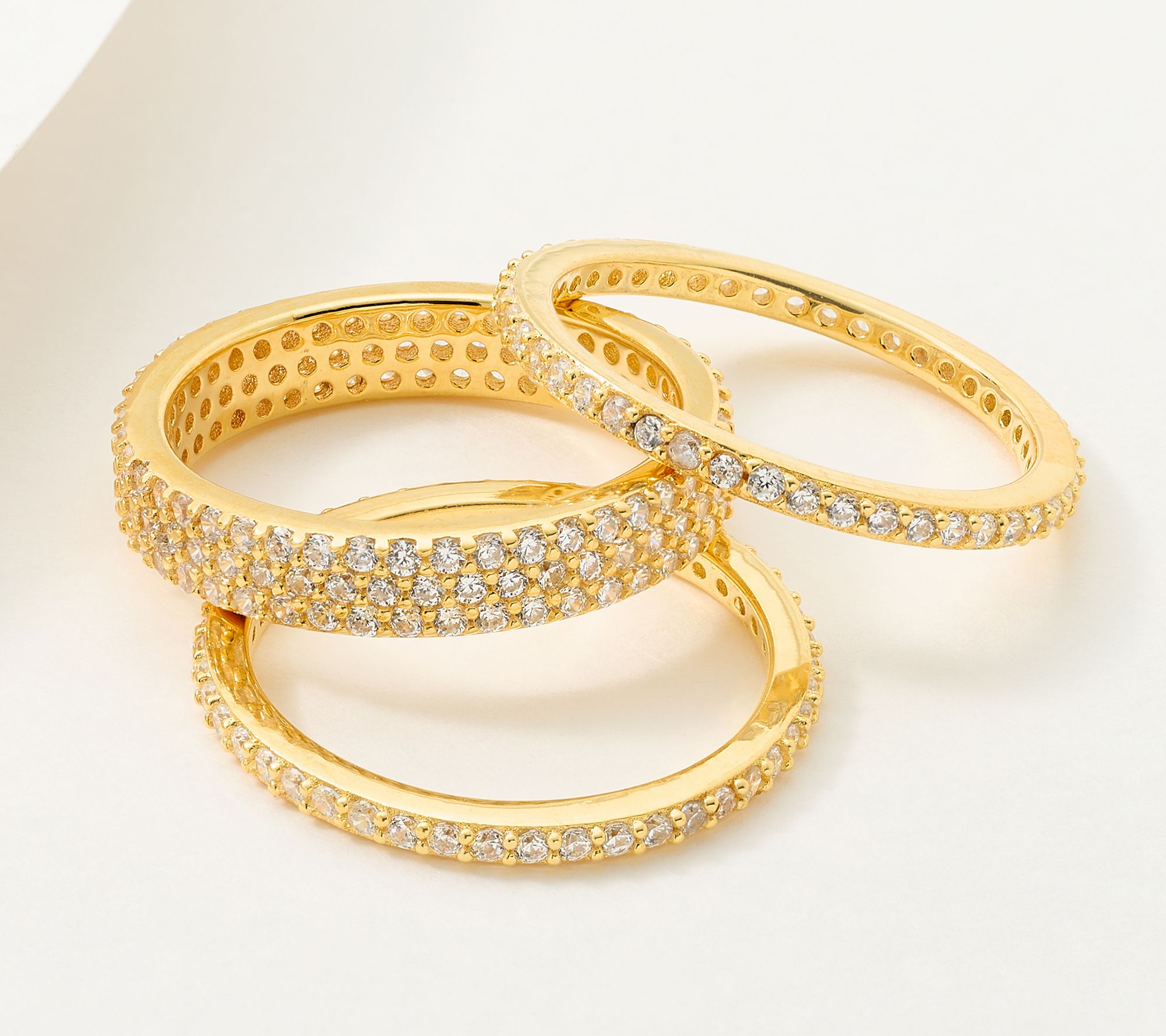 "As Is" Diamonique Set of 3 Round Cut Stack Ring Set, Sterl
