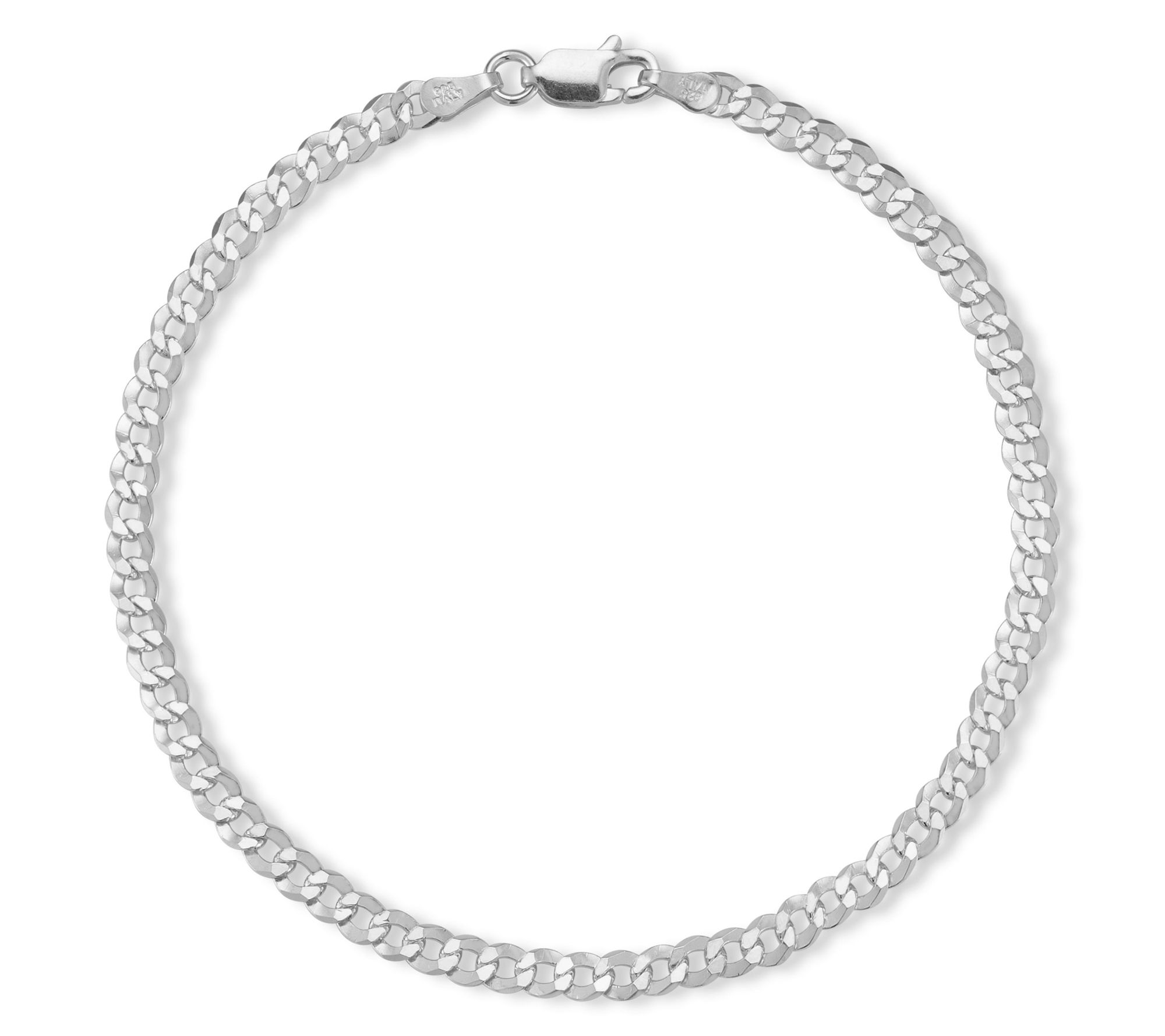 Italian Silver 8" Curb Chain Bracelet, Sterling