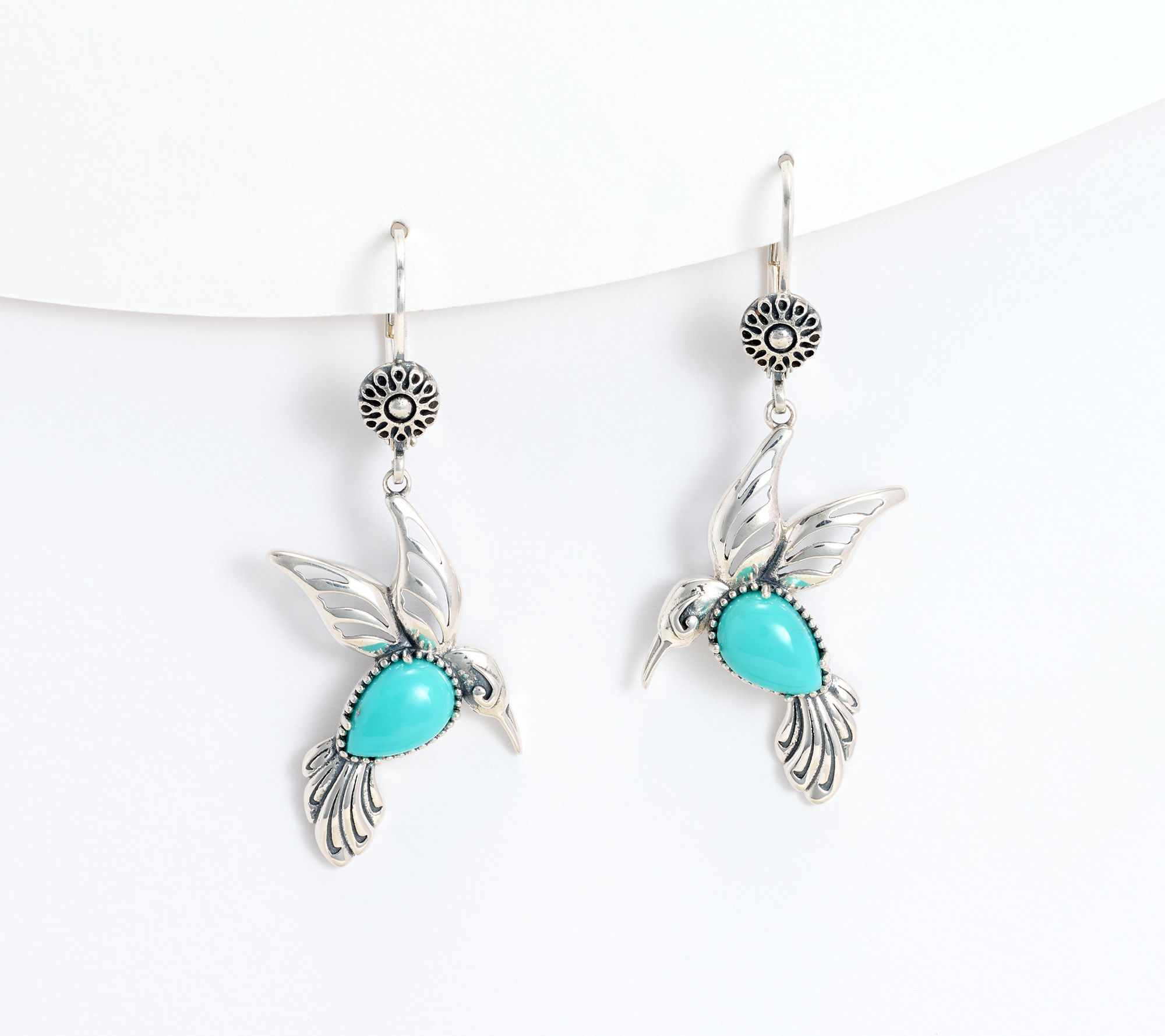 American West Sterling Silver Gemstone Humming Bird Earrings