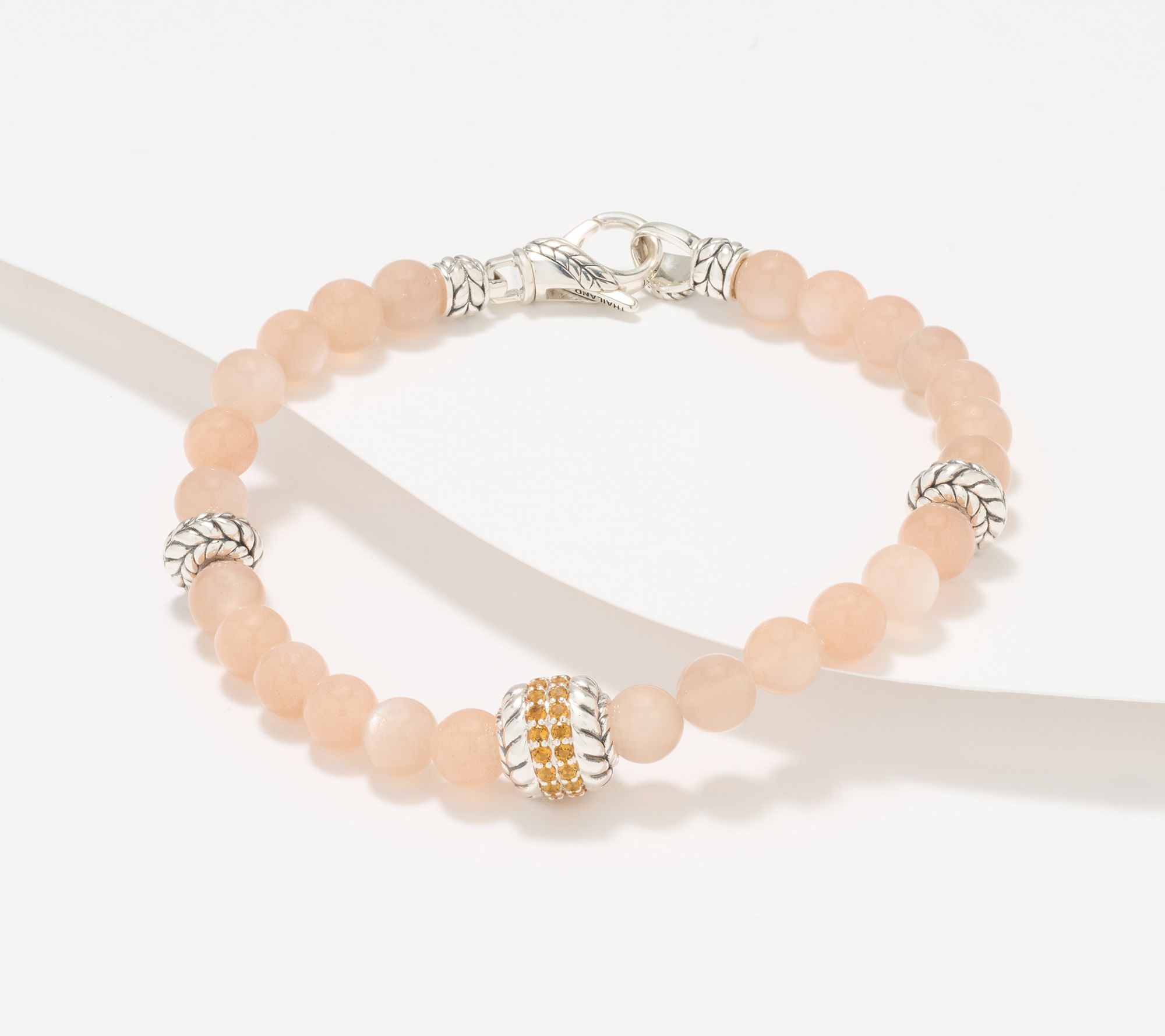 JAI Sterling Silver Moonstone & Pave Bracelet