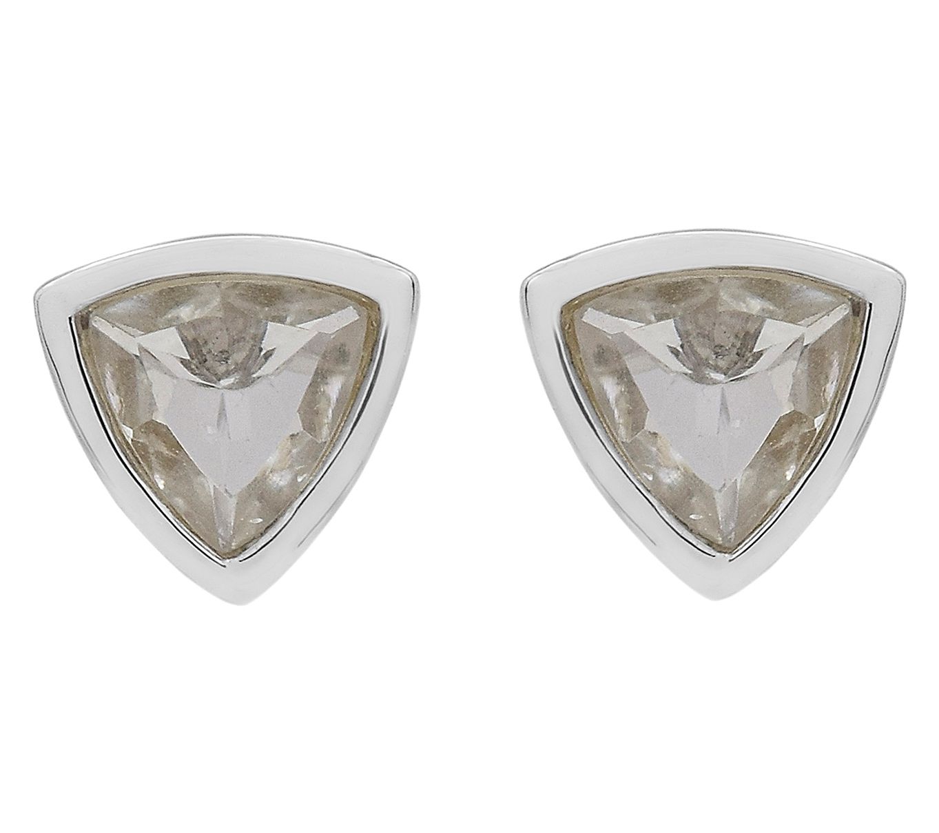Affinity Gems Rock Crystal Trillion Stud Earrings, Sterling