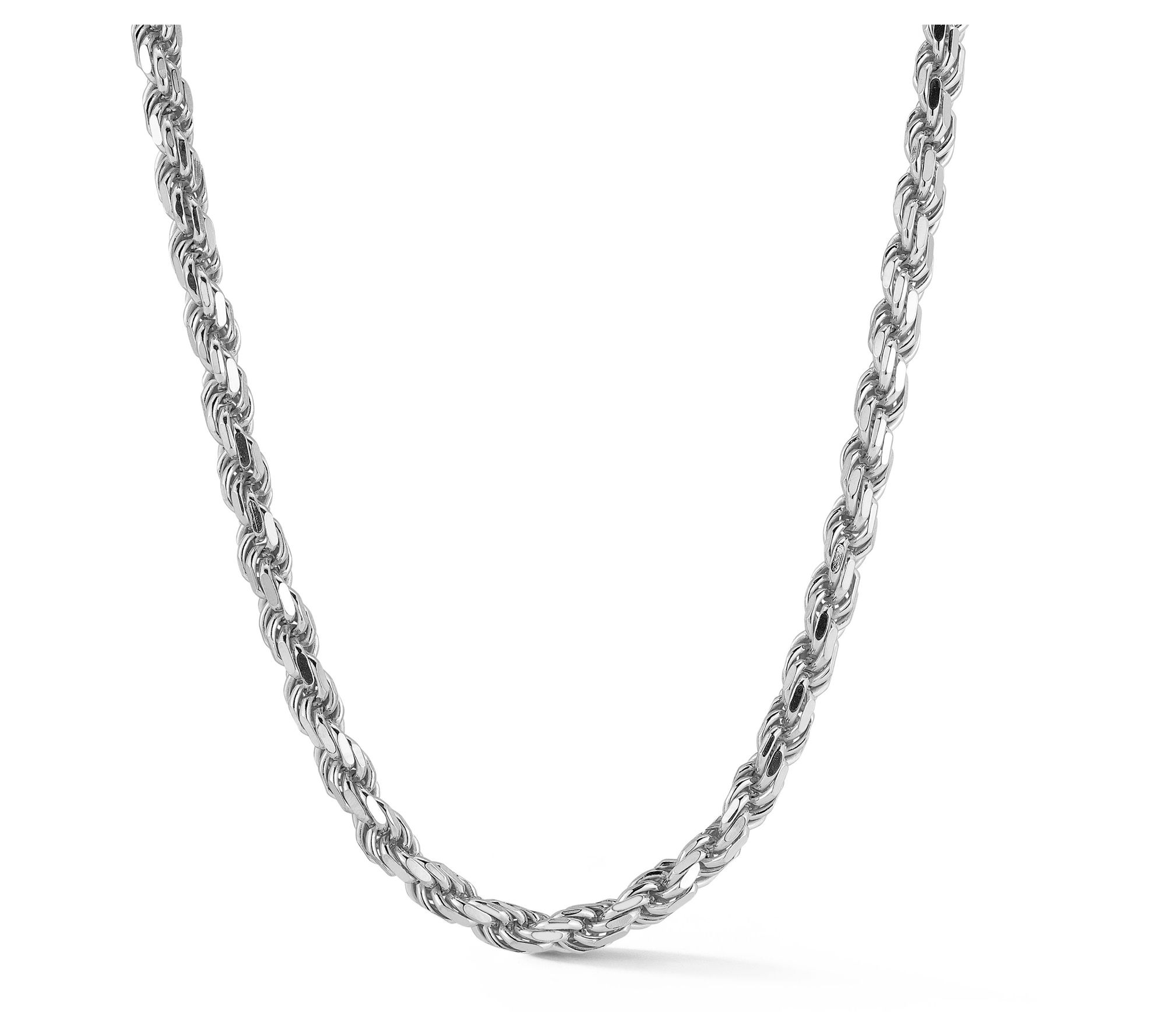 Italian Silver Men's 24" 5MM Rope Chain Necklace, Sterling