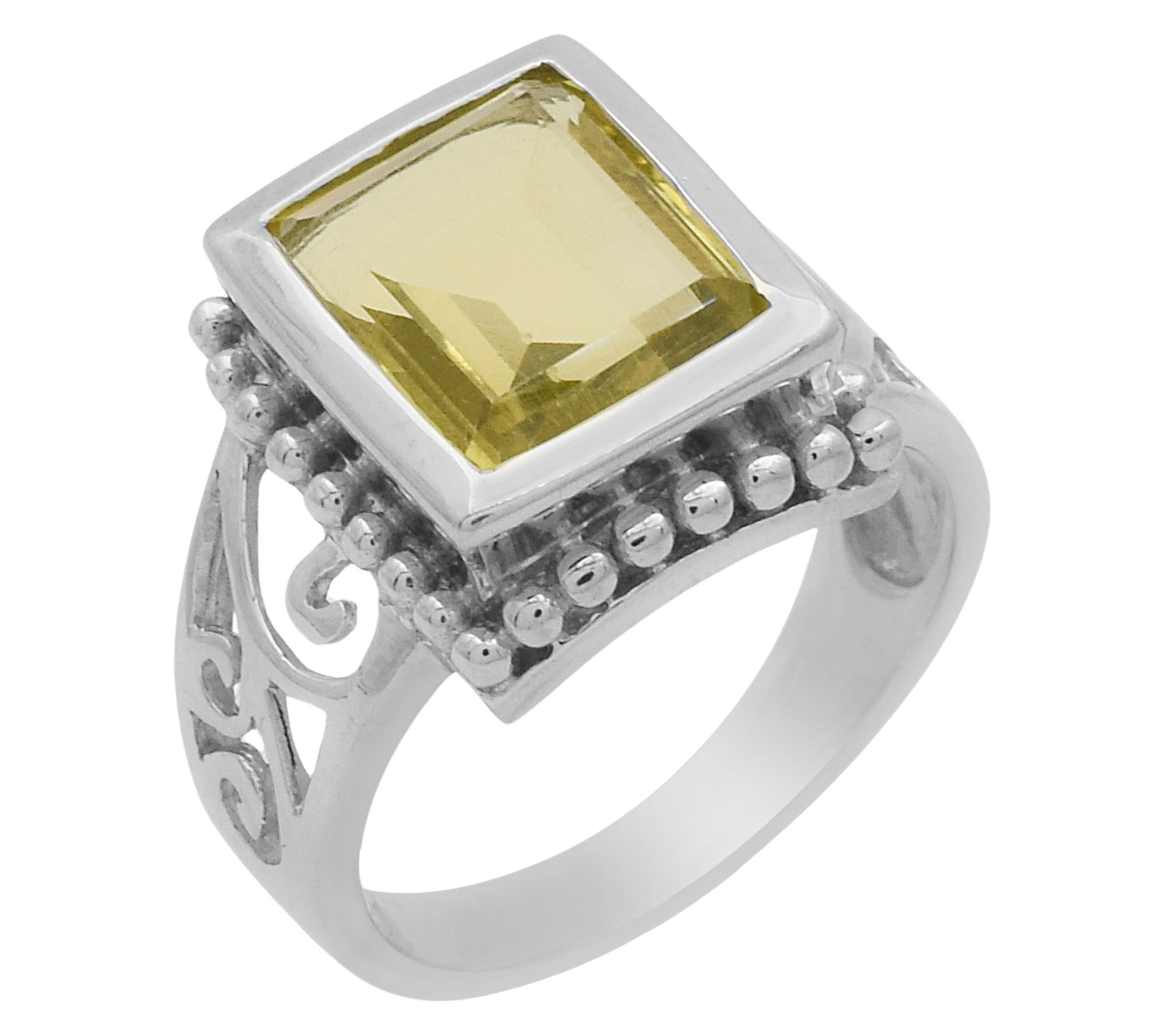 Affinity Gems Lemon Quartz Cocktail Ring, Sterling Silver