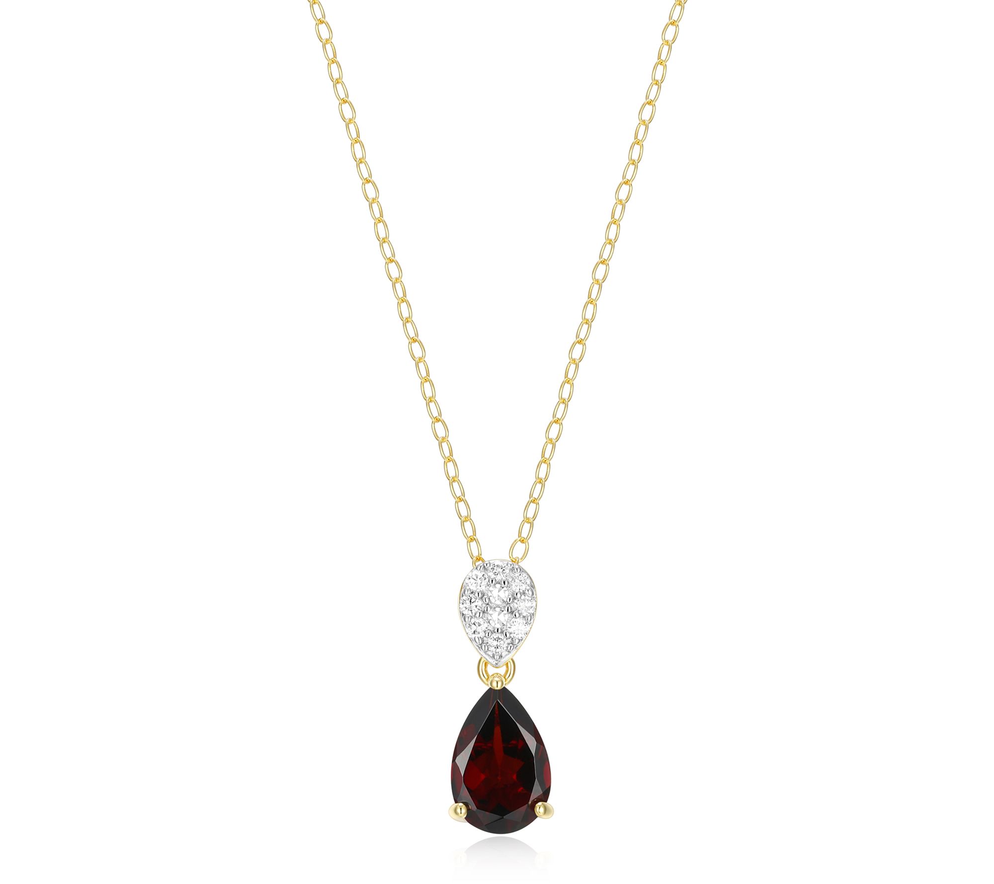 LuxLab Grown Pear Birthstone & Diamond Necklace, 18K Plated