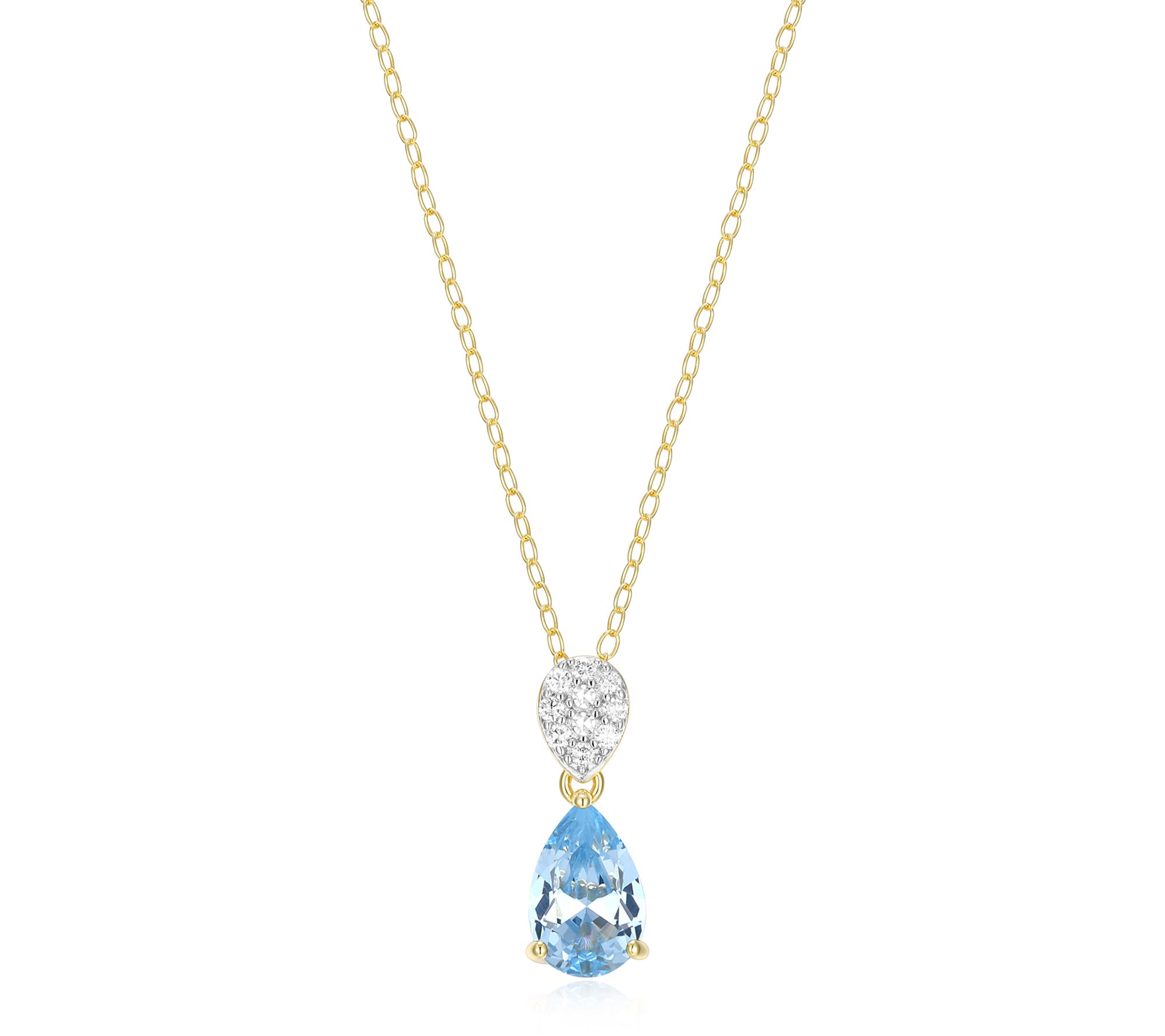 LuxLab Grown Pear Birthstone & Diamond Necklace, 18K Plated