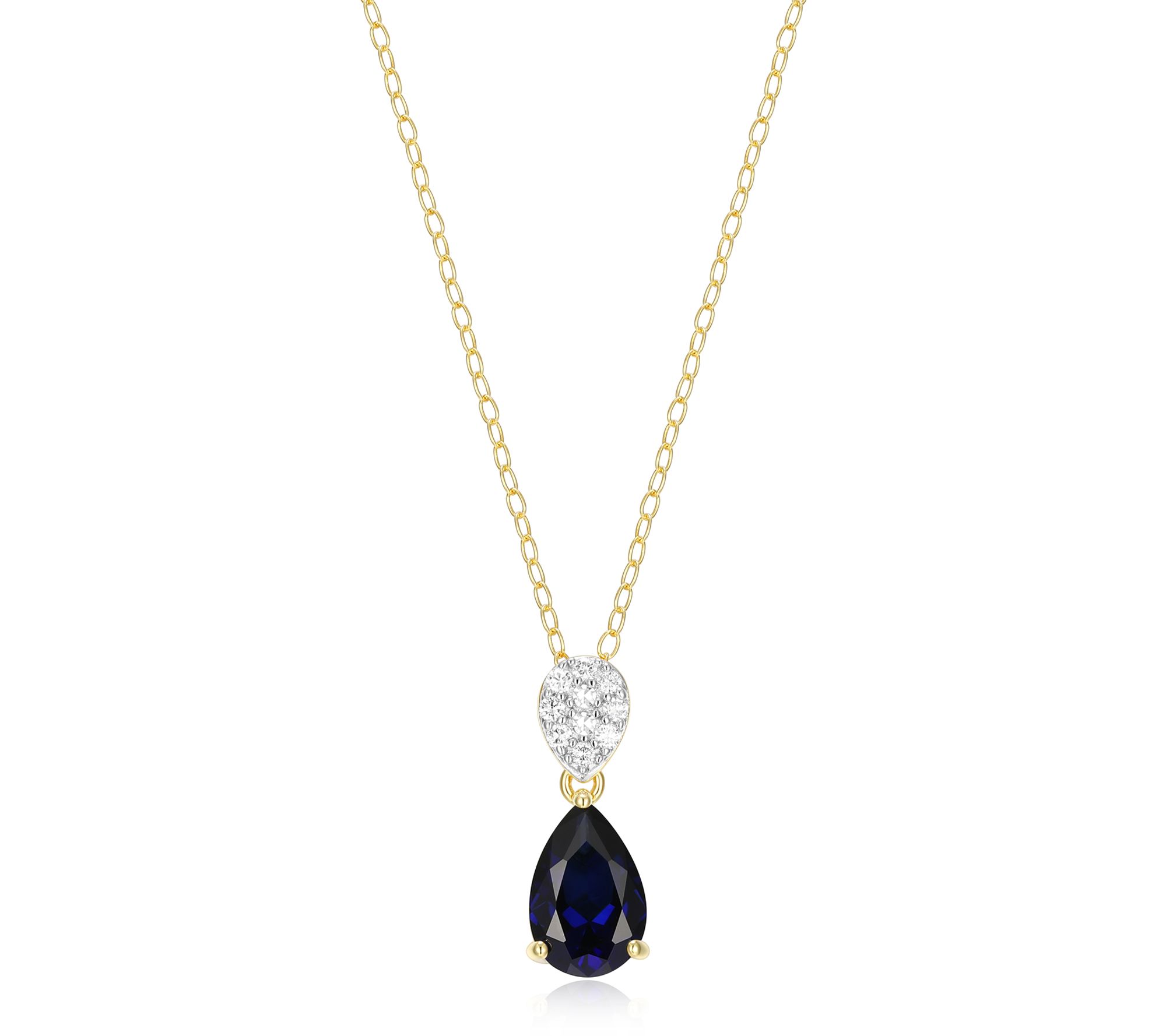 LuxLab Grown Pear Birthstone & Diamond Necklace, 18K Plated