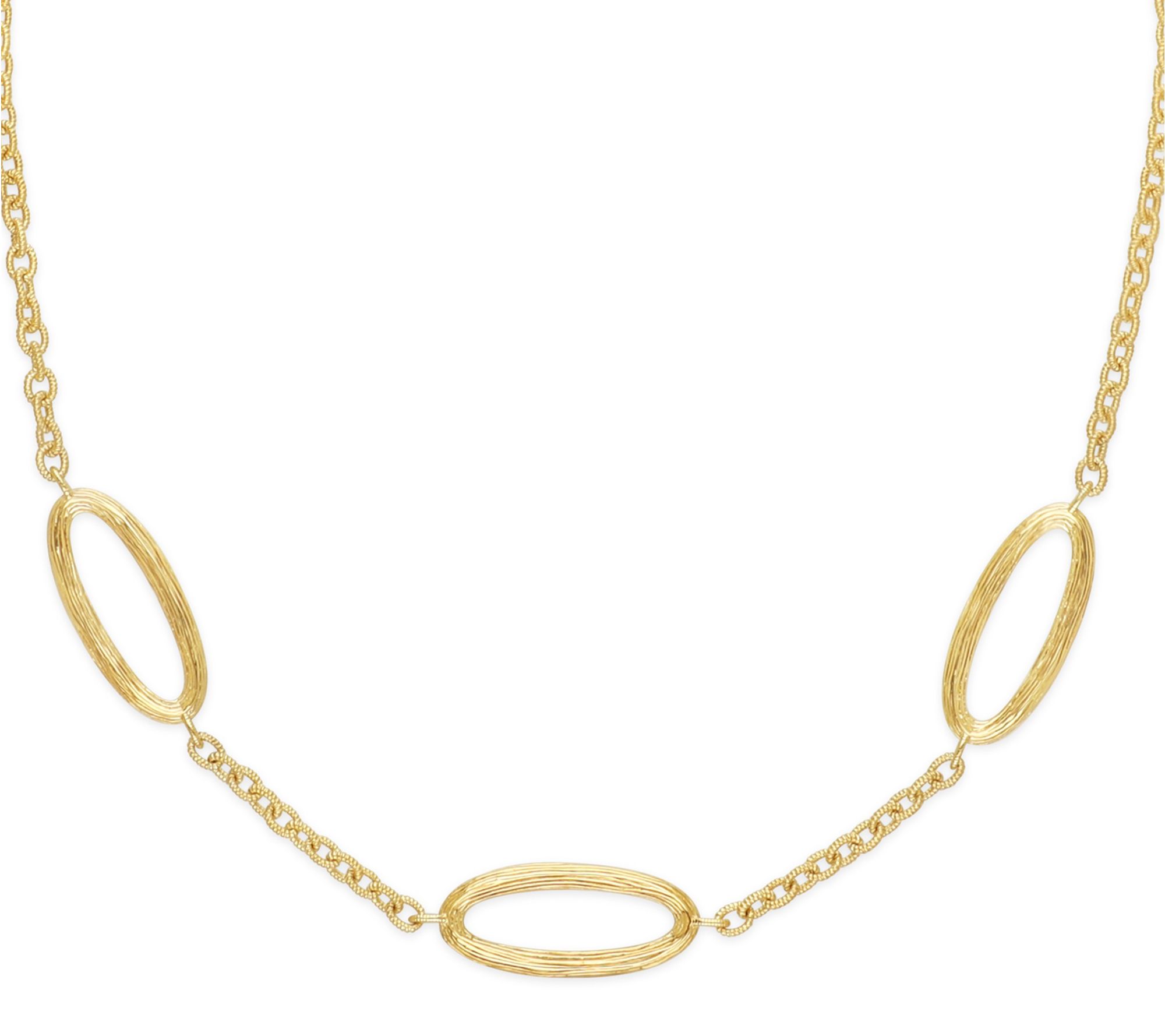 Ariva 18K Gold Clad Silk Textured Oval StationNecklace
