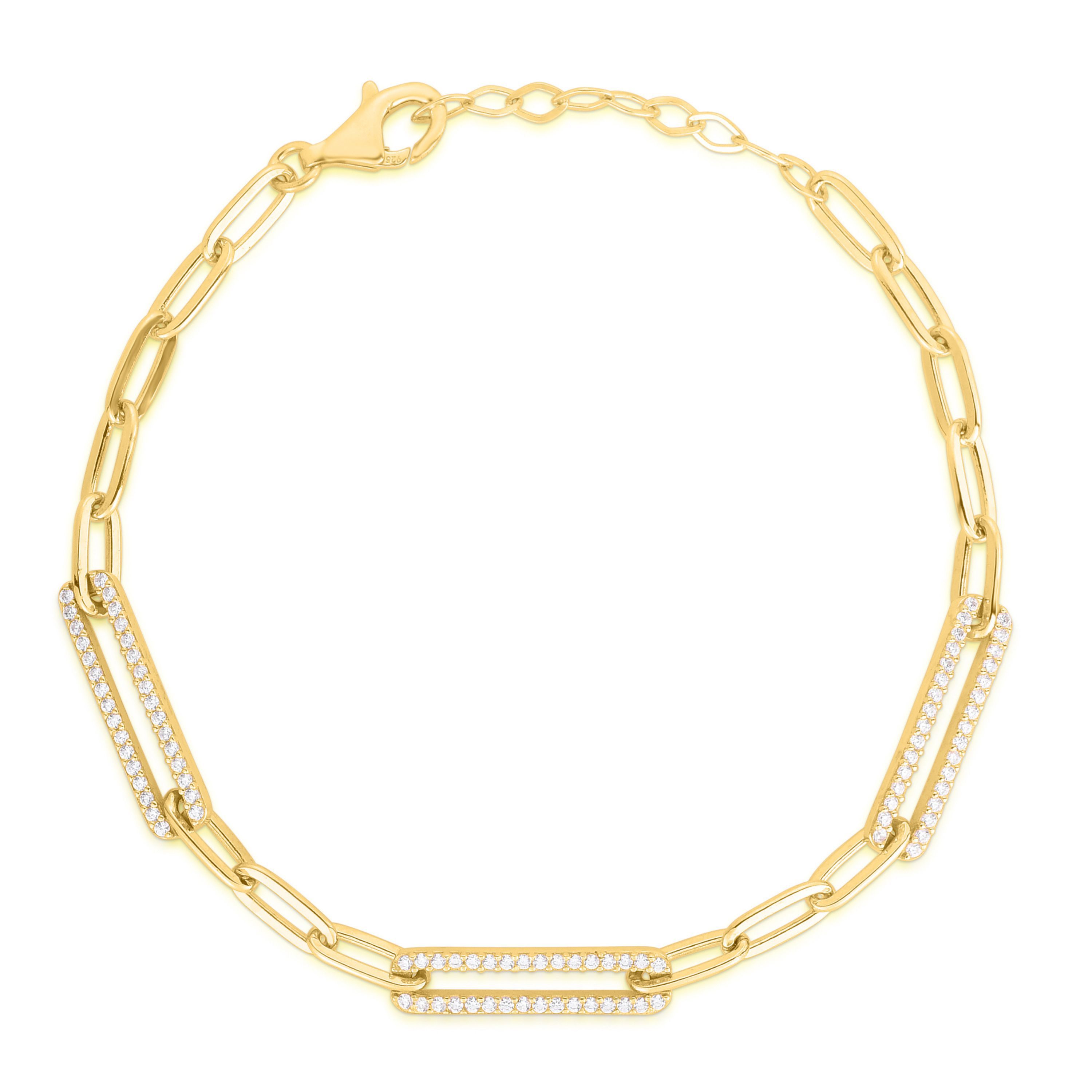 Sterlina Silver Pave Oval Link Bracelet, Sterling