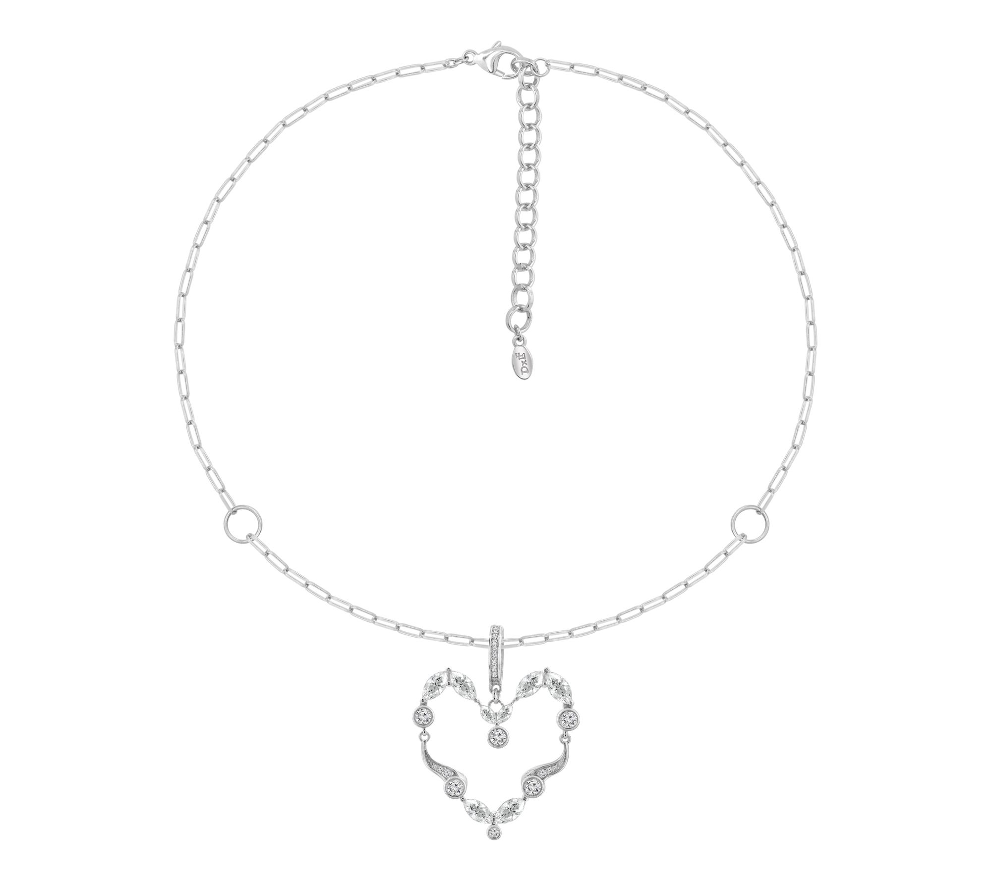 Diamonique x Lulu Frost Heart Charm Necklace, Sterling Silver