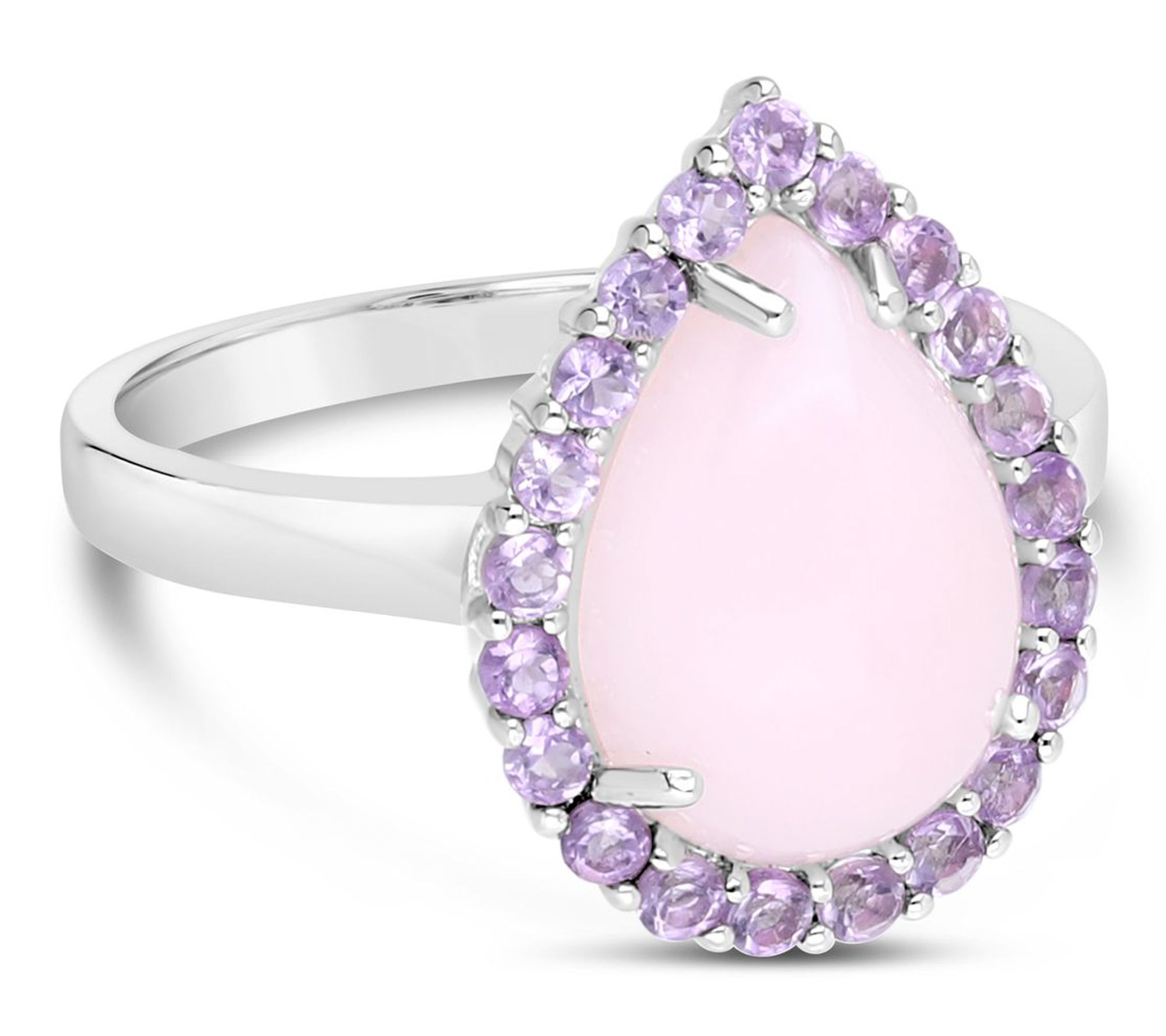Ariva Sterling Silver Pink Opal & Pink AmethystDelphine Ring