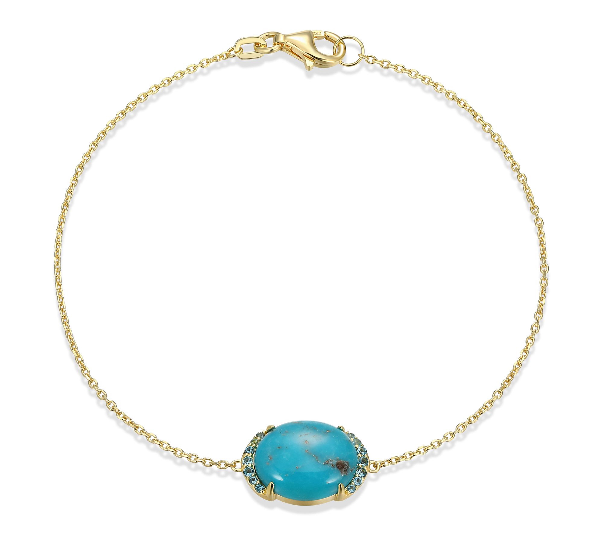 Affinity Gems Turquoise & Blue Topaz Bracelet,18k Gold Plated