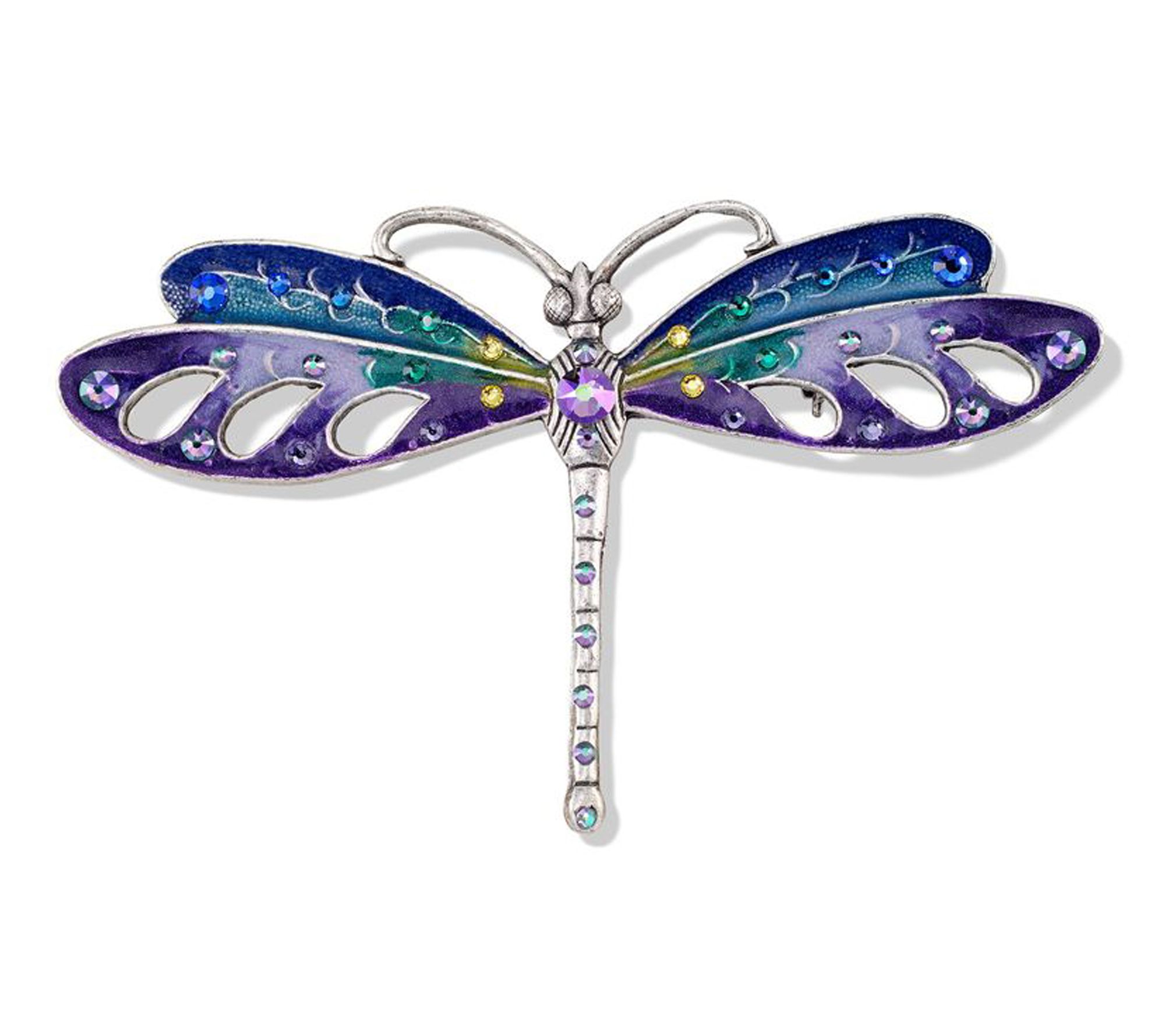 Anne Koplik Multi-Colored Crystal Dragonfly Brooch