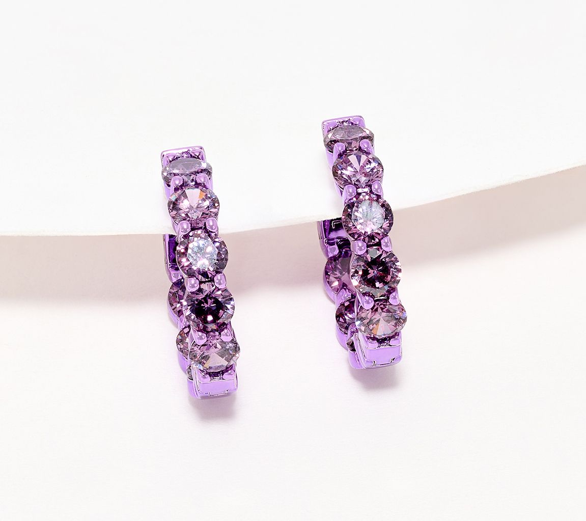 Diamonique x Jennifer Miller Pave Ecoat 1/2" Huggie Hoop Earrings, Sterl
